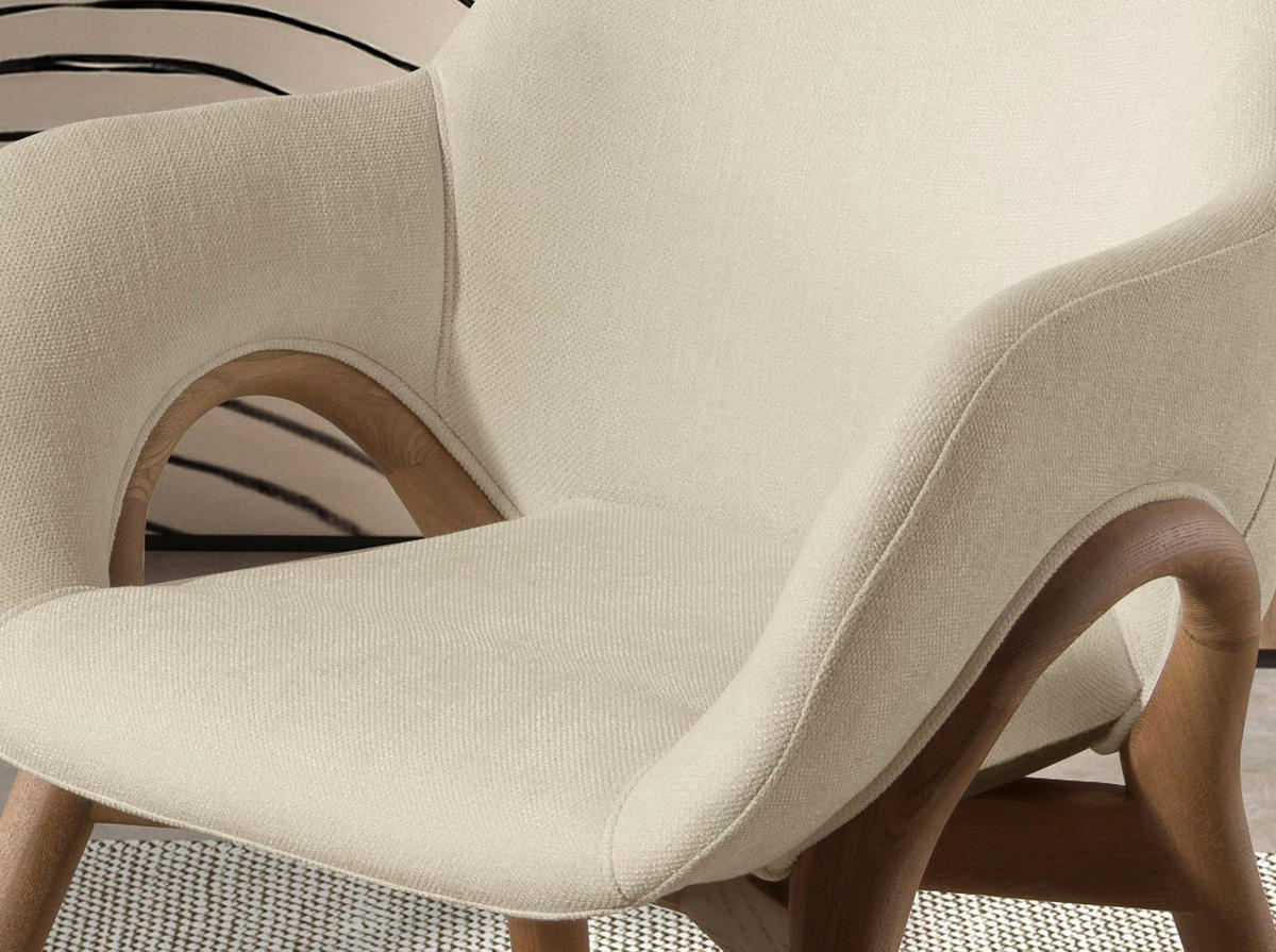 STUHL asymmetrisch Walnuss Beige 60/60/80 cm - Beige, Holz/Textil (60/80/60cm) - ANGEL CERDA
