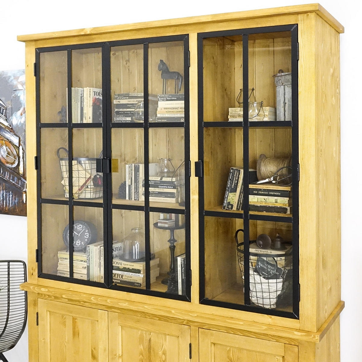 VITRINE aus Massivholz Industrial - Honig, Holz (160/223/45cm) - Seart