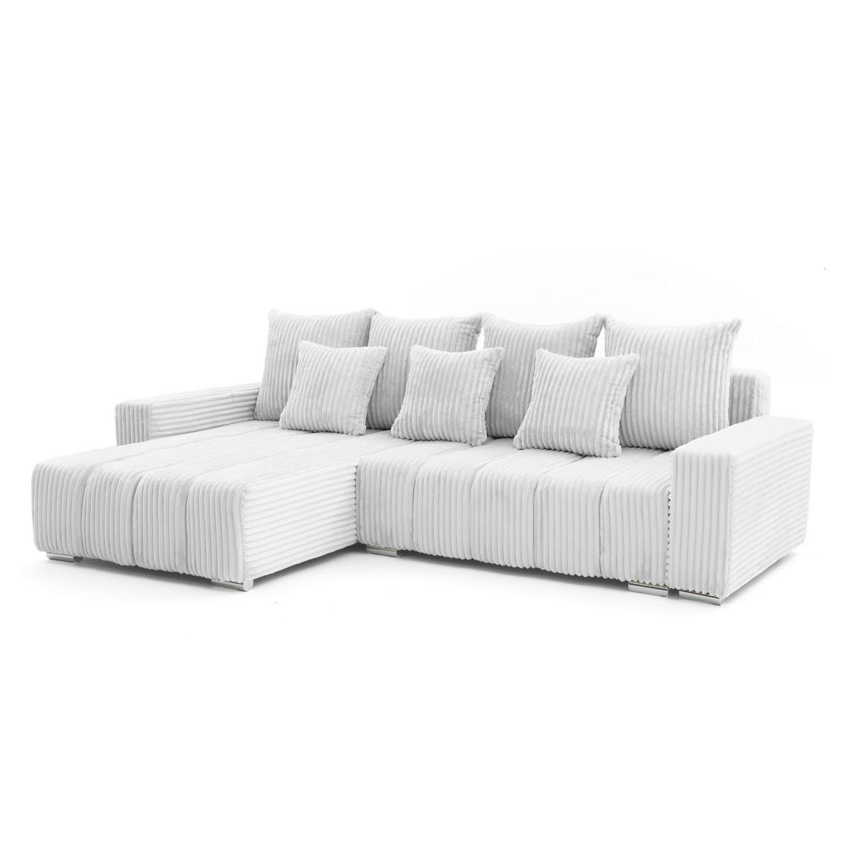 ECKSOFA PIANO L Links mit Schlaffunktion 137x234 Cord Hellgrau - Silberfarben/Hellgrau, Holz/Textil (278/178cm) - Muffo