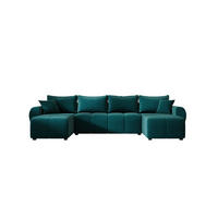 WOHNLANDSCHAFT MOLISA U Itaka 39 mit Schlaffunktion - Türkis, Textil (303/82/208cm) - Bedante