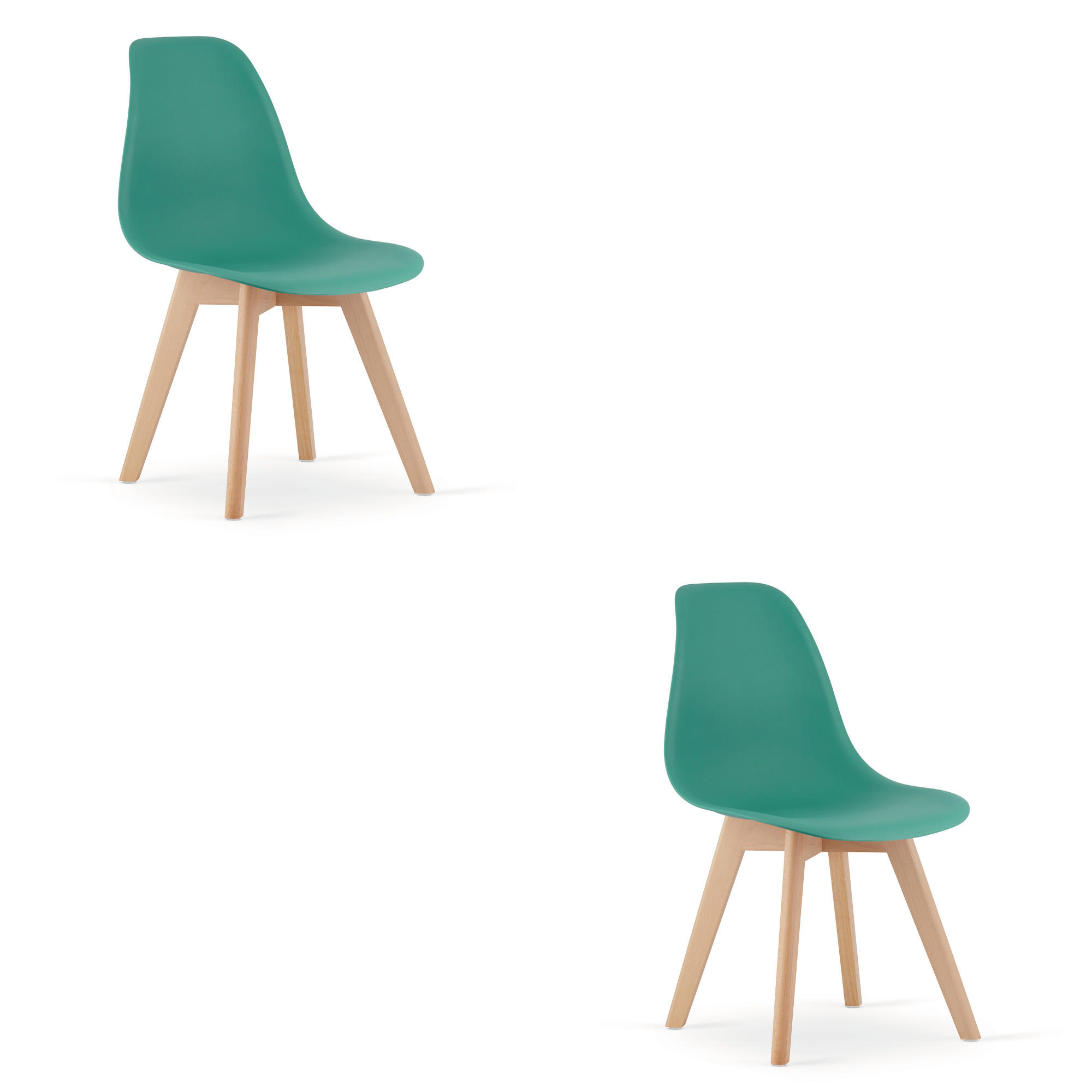 ESSZIMMERSTUHL 2-er Set KITO grüner Sitz, natürliche Beine - Naturfarben/Grün, Kunststoff (46/80/54.5cm) - Valora