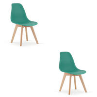 ESSZIMMERSTUHL 2-er Set KITO grüner Sitz, natürliche Beine - Naturfarben/Grün, Kunststoff (46/80/54.5cm) - Valora