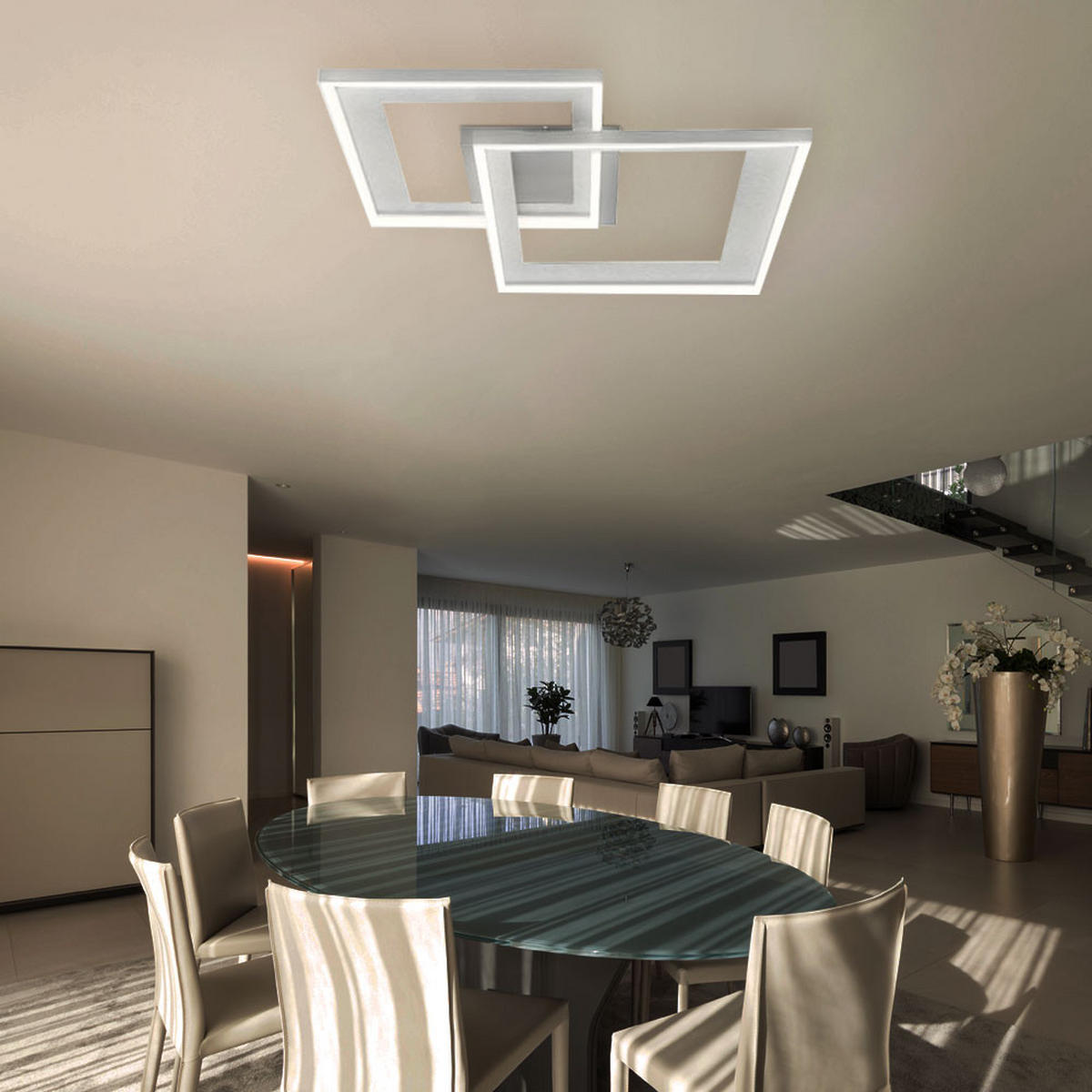 LED DECKENLEUCHTE Metall Silber - Silberfarben, Metall (56.8/48/9.5cm) - Briloner