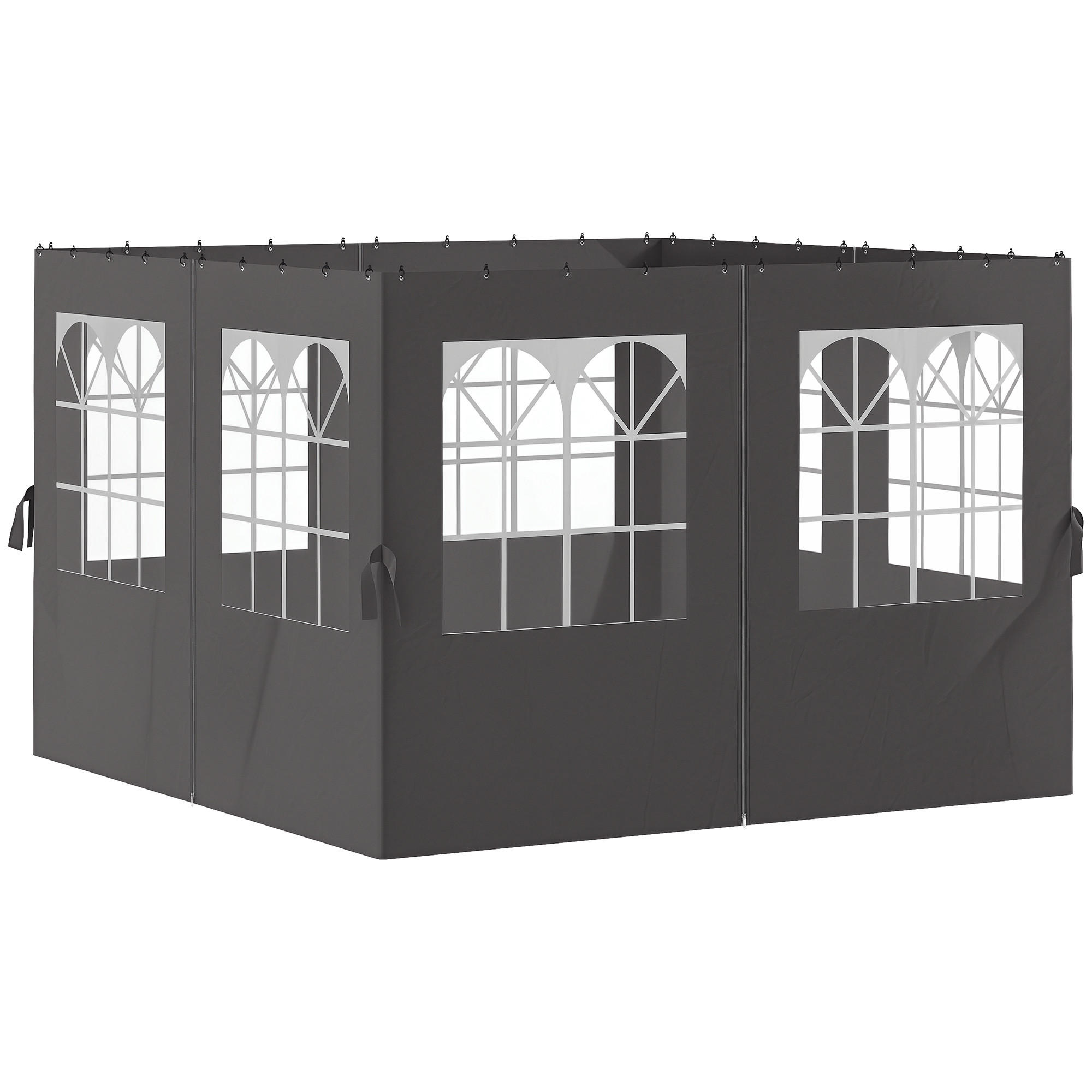 PAVILLON-SEITENWÄNDE, 4 Seitenwand-Paneele für Gartenpavillon, mit Reißverschluss, 3 x 3 m Pavillon, Dunkelgrau - Dunkelgrau, Textil (302/205/1cm)