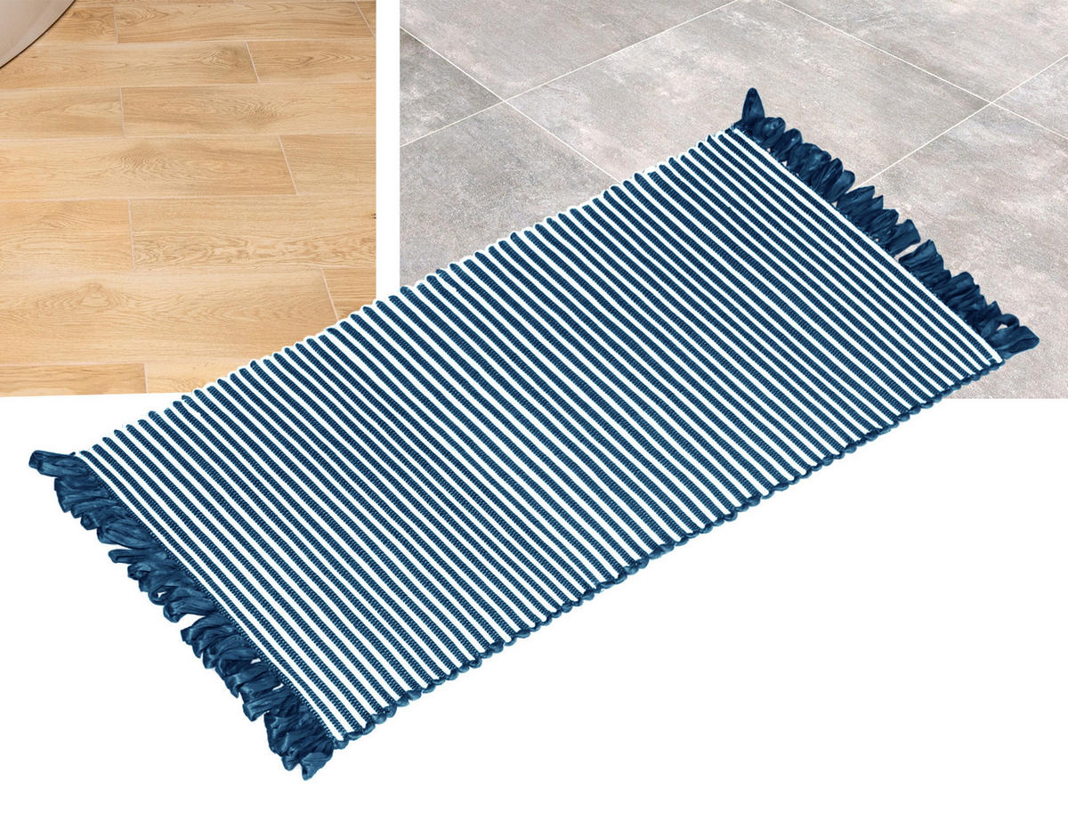 HANDGEWEBTER Läufer 60x120 cm Kosmos - Blau, Naturmaterialien/Textil (60/120cm) - Lashuma