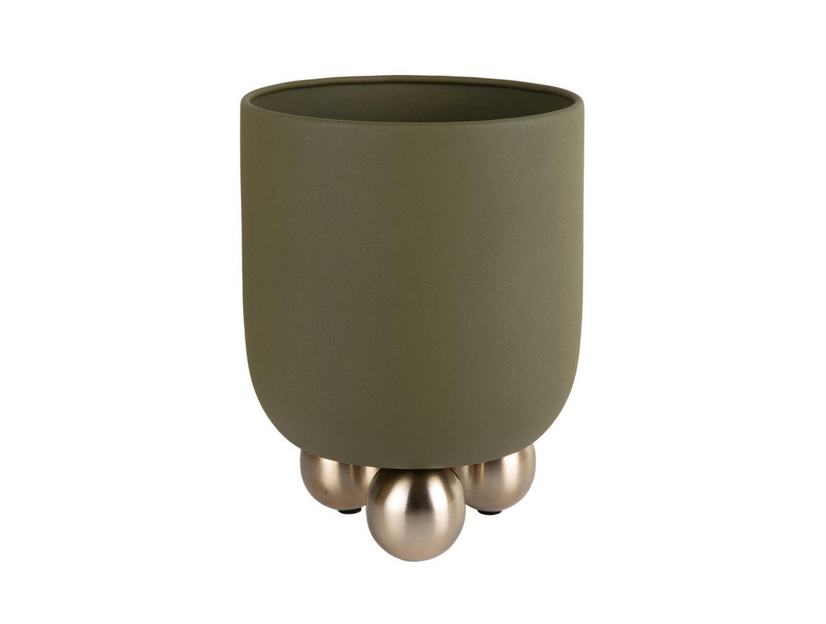 BLUMENTOPF Estilo Grün Ø26/32 cm - Grün, Metall (32cm) - Present Time