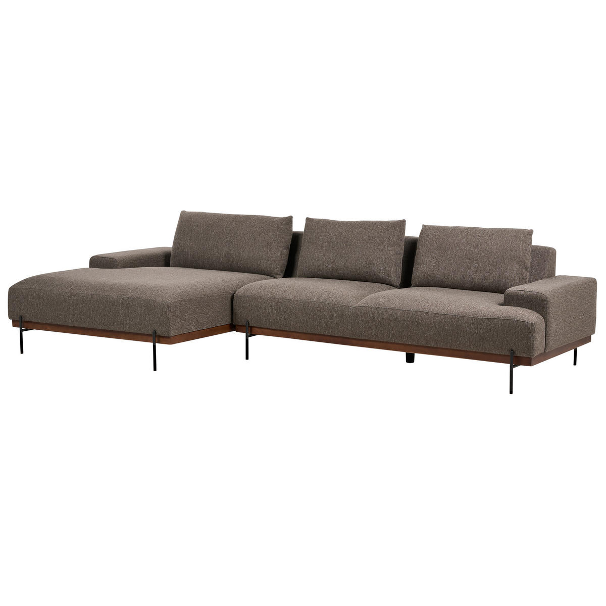 3-SITZER-ECKSOFA braun linksseitig Mariferd - Dunkelbraun/Schwarz, Textil (316/146cm) - Beliani