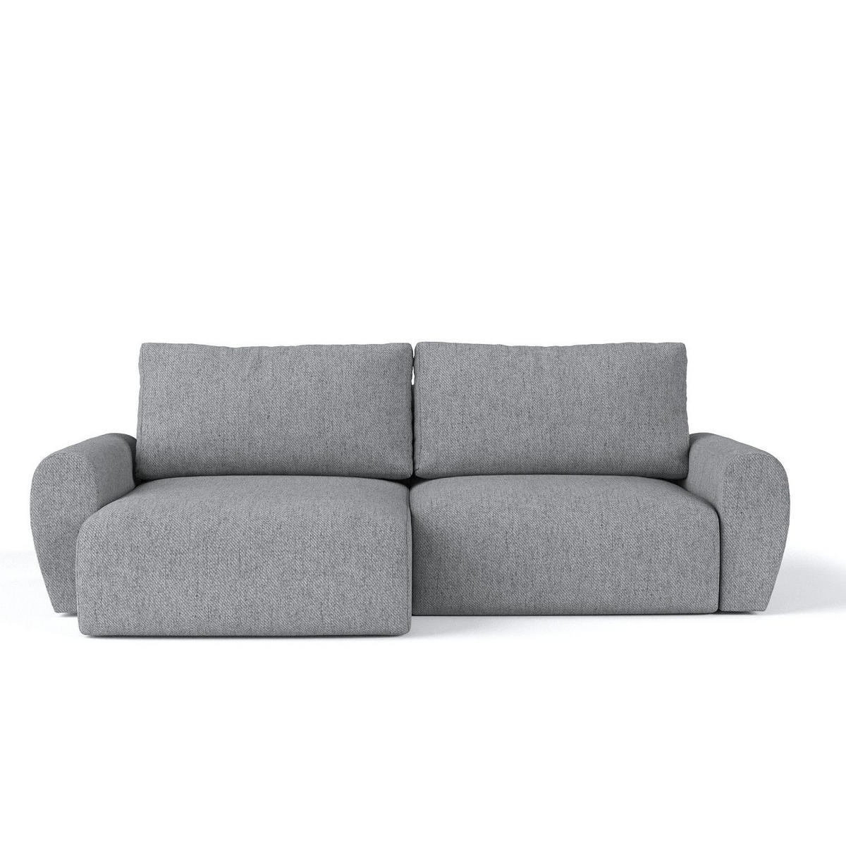 ECKSOFA OMARI mit Schlaffunktion Grau im Neve Stoff - Schwarz/Grau, Holz/Holzwerkstoff (253/153cm) - AltaBeds