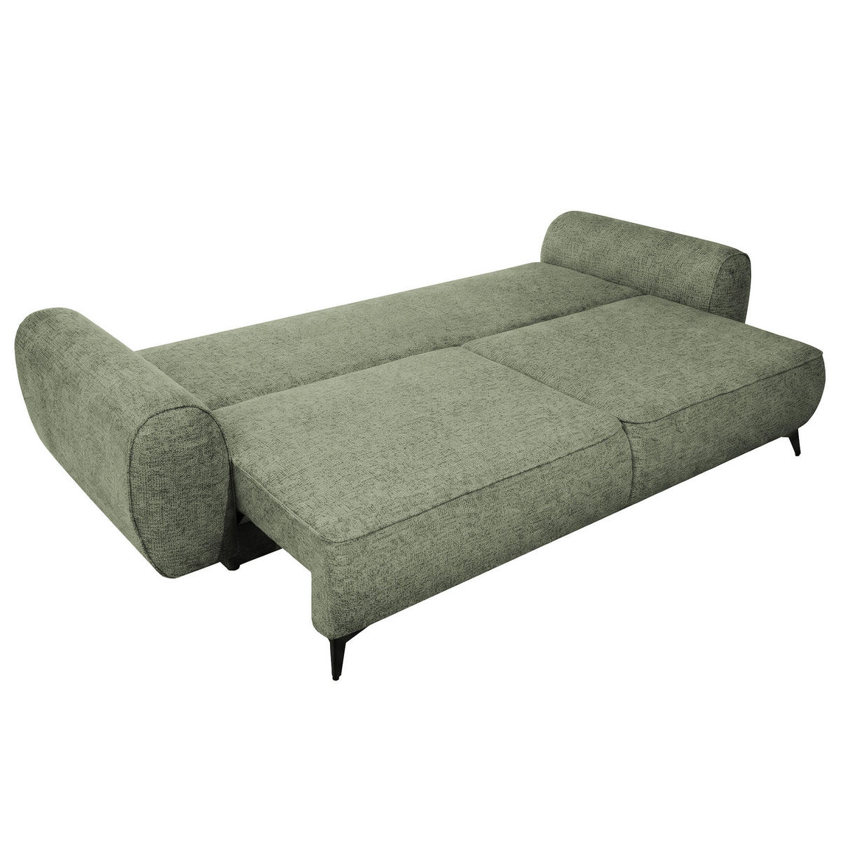 ROZKLÁDACÍ POHOVKA Vito, 3místná s úložným prostorem, systém DL, žinylková látka, zelená - černá/zelená barva, textil (256/90/99cm) - Beautysofa