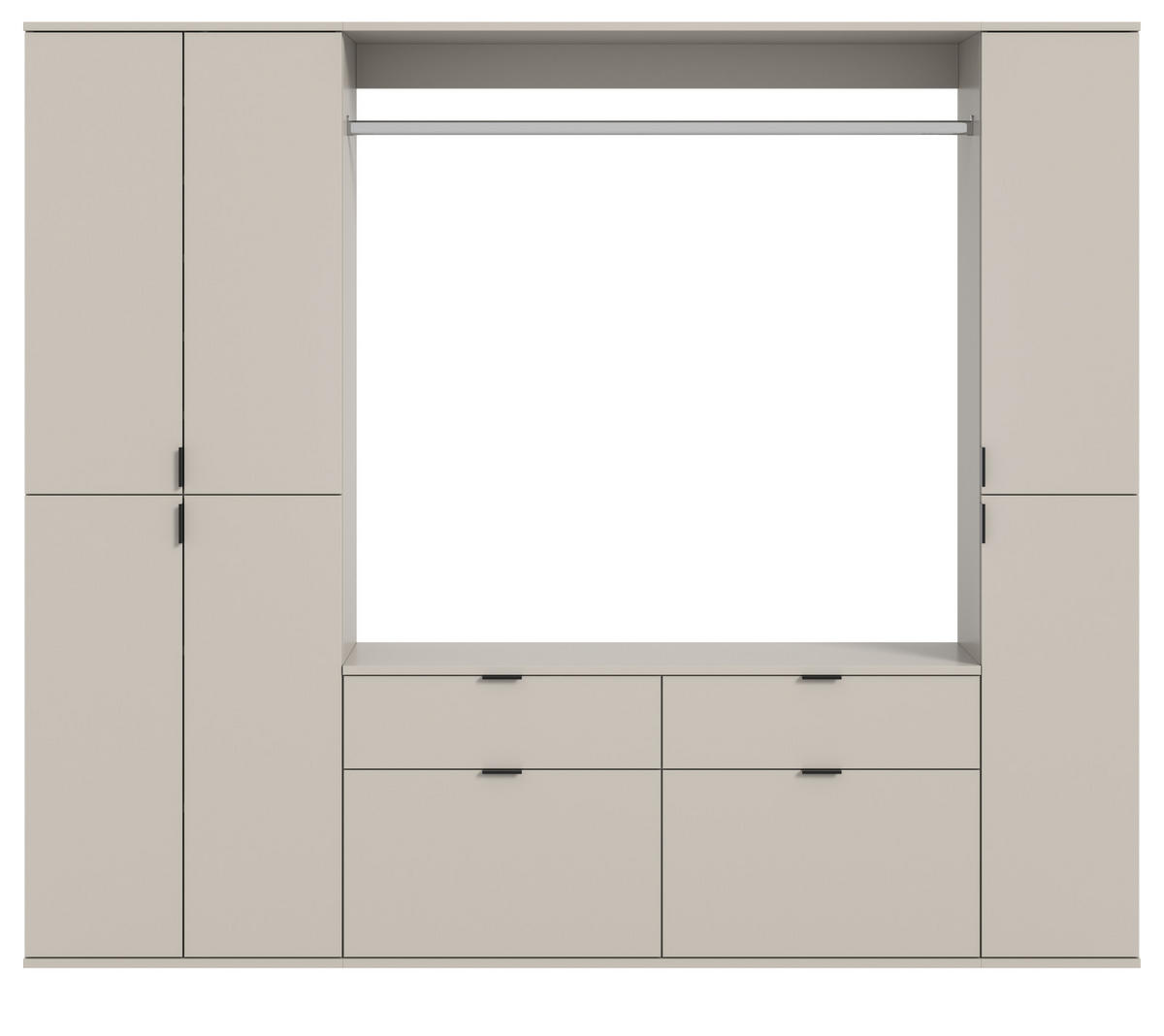GARDEROBEN-SET Kaschmir 212 x 193 cm, Garderobenschrank mit viel Stauraum - Kaschmir/Schwarz, Holzwerkstoff/Metall (212/193/34cm) - Inn.Furn