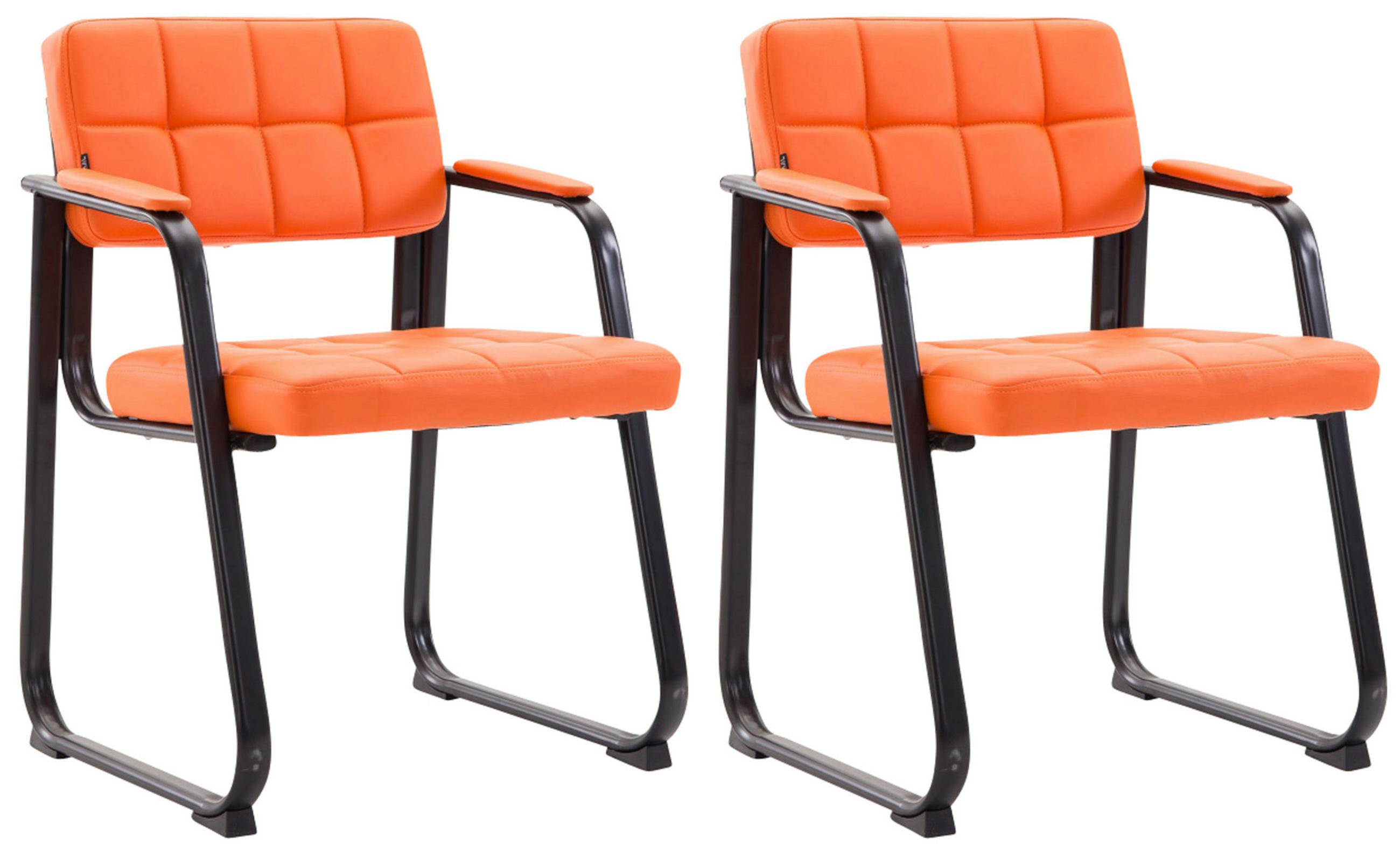 ARMLEHNENSTUHL 2er Set Lederlook Orange - Orange, Textil/Metall (59/84/58cm) - CLP