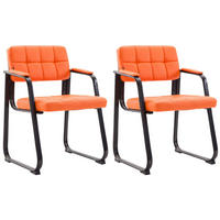 ARMLEHNENSTUHL 2er Set Lederlook Orange - Orange, Textil/Metall (59/84/58cm) - CLP