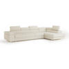 ECKSOFA VICENTE Creme Boucle-Stoff mit Schlaffunktion - Creme, Holz (346/202cm) - MASSENO