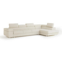 ECKSOFA VICENTE Creme Boucle-Stoff mit Schlaffunktion - Creme, Holz (346/202cm) - MASSENO