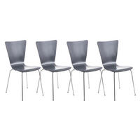 BESUCHERSTUHL Jaron, 4er Set mit Holzsitz und Metallgestell, Farbe: Grau - Chromfarben/Grau, Holz/Metall (43/84/50cm) - TPFLiving