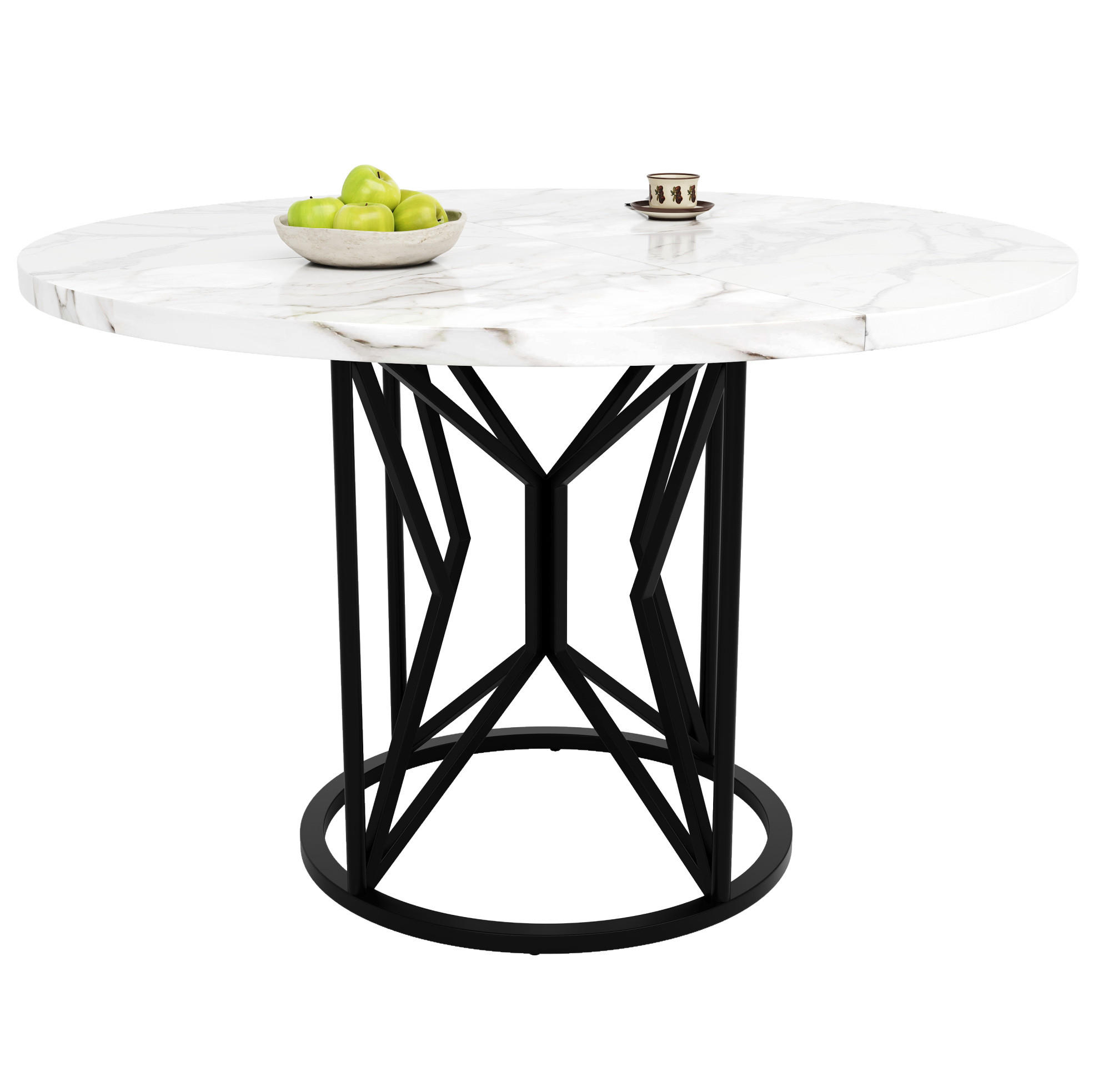 ESSTISCH, MDF in Marmoroptik mit Metallgestell, 100/100/76 cm, Schwarz - Schwarz, Holzwerkstoff (100/100/76cm) - Redom