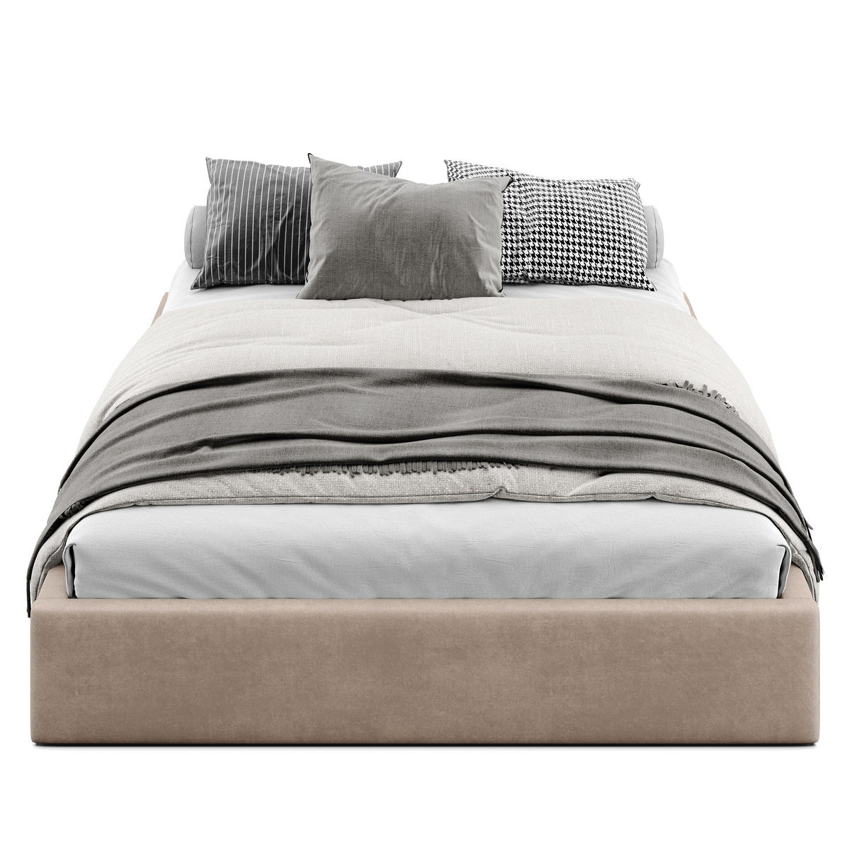 POLSTERBETT 160x200cm Bett mit Stauraum Lattenrost Beige - Beige, Holz/Holzwerkstoff (160/200cm) - Muralo