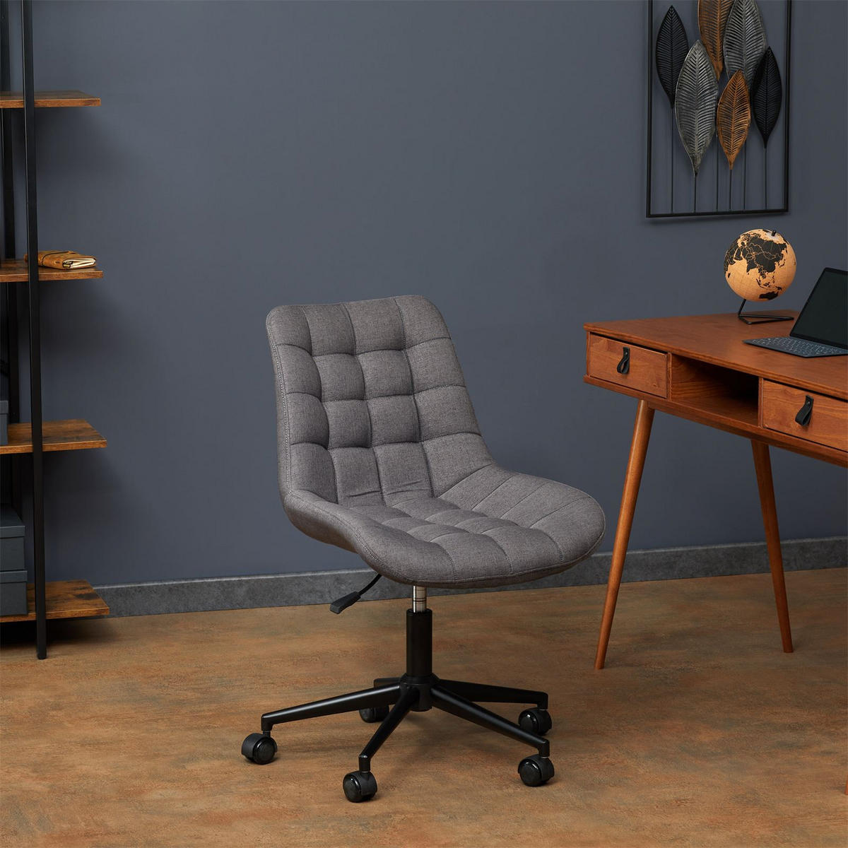 DREHSTUHL TALIA - Dunkelgrau, Textil (53/89/61cm) - IDIMEX