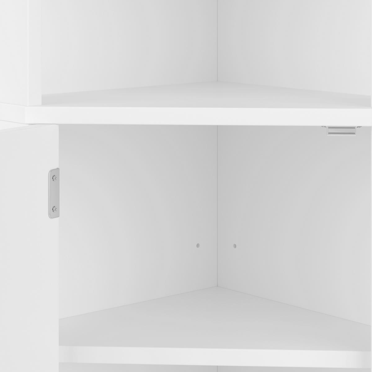 BADEZIMMER ECKSCHRANK Weiß 155cm mit 2 Türen & Offenen Ablagen - Weiß, Holzwerkstoff (51.7/155.4/32cm) - Urban Meuble