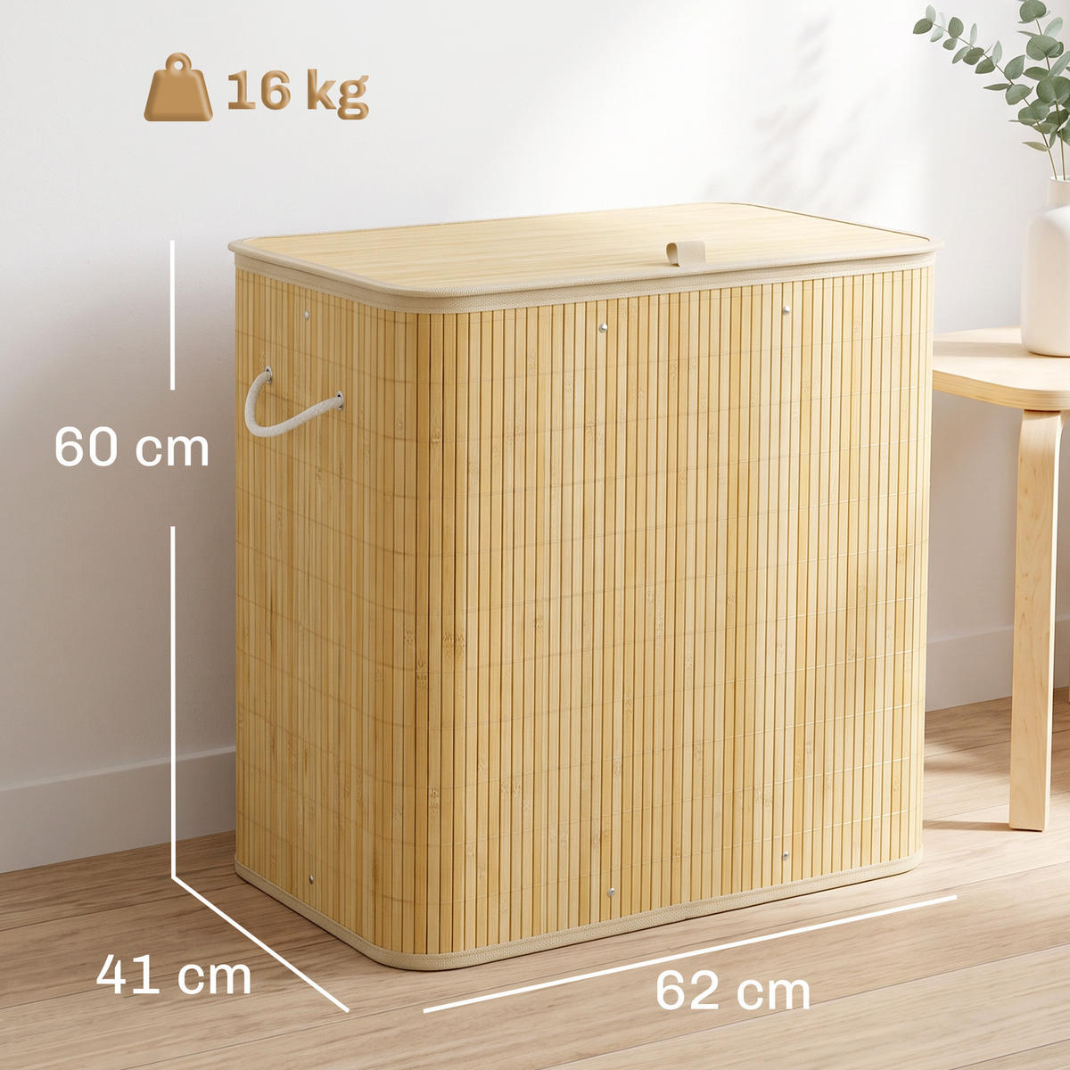 PFANDFLASCHEN-SAMMELBEHÄLTER Polyester Bambus Naturholz - Naturfarben, Holz (41/60/62cm) - HOMCOM