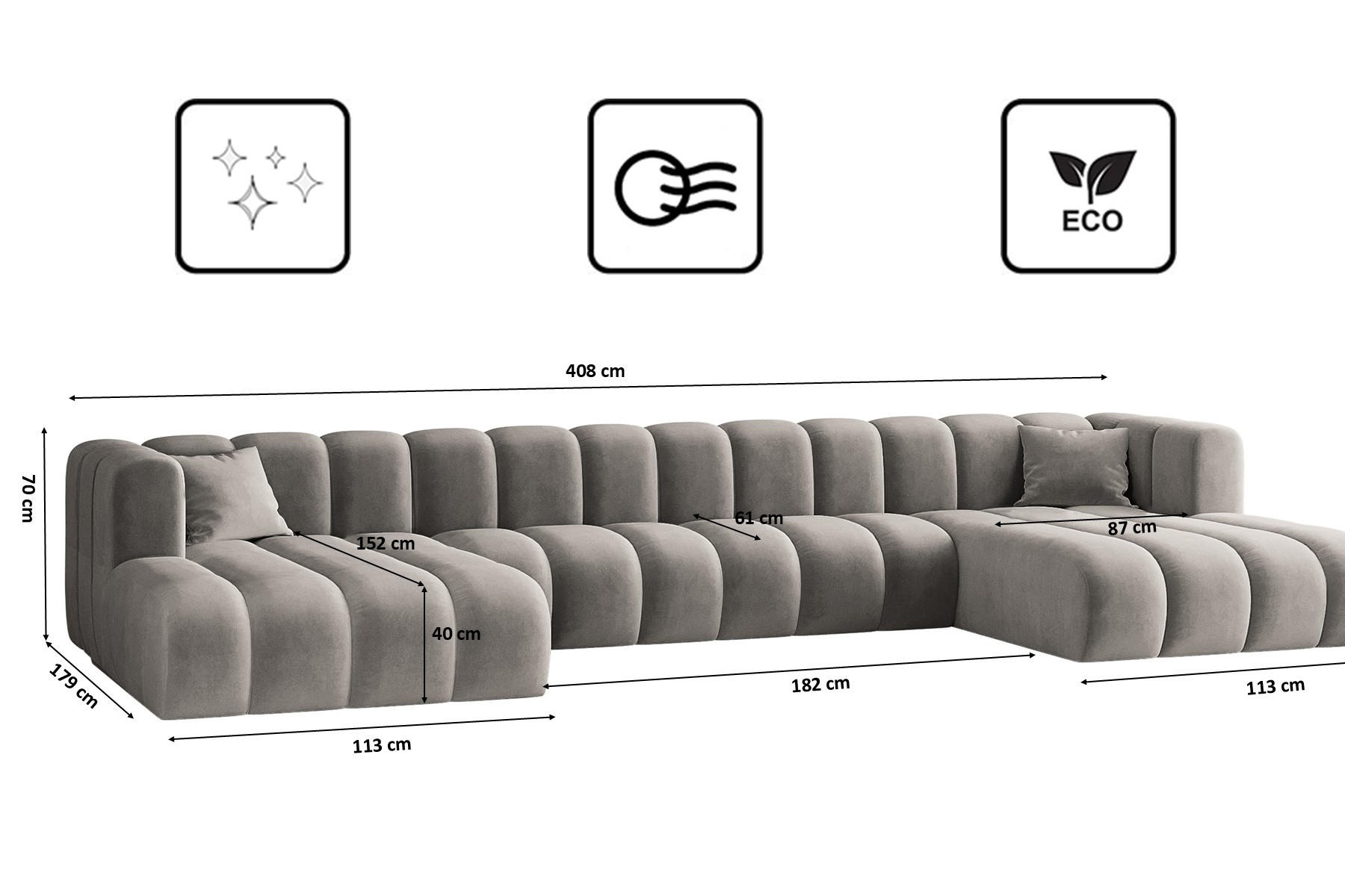 Thumbnail - Kaiser Möbel Ecksofa,, Grau, Holz, 408x179 cm, Wohnzimmer, Sofas & Couches, Wohnlandschaften, Ecksofas