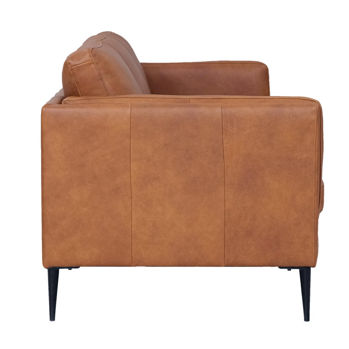 DREISITZER-SOFA Echtleder Braun - Schwarz/Braun, Leder/Metall (220/83/88cm) - Furnhouse