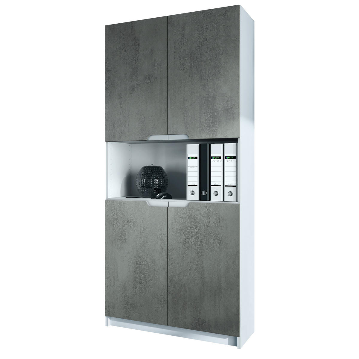 BÜROSCHRANK Logan Fronten in Beton Dunkel Optik - Dunkelgrau, Holzwerkstoff (82/184/37cm) - Vladon