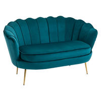 SOFA 2 Sitzer Couch mit Armlehne Dick Gepolstert Polstersofa mit Samtoptik Grün - Dunkelgrün/Goldfarben, Textil/Metall (77/77/130cm) - HOMCOM