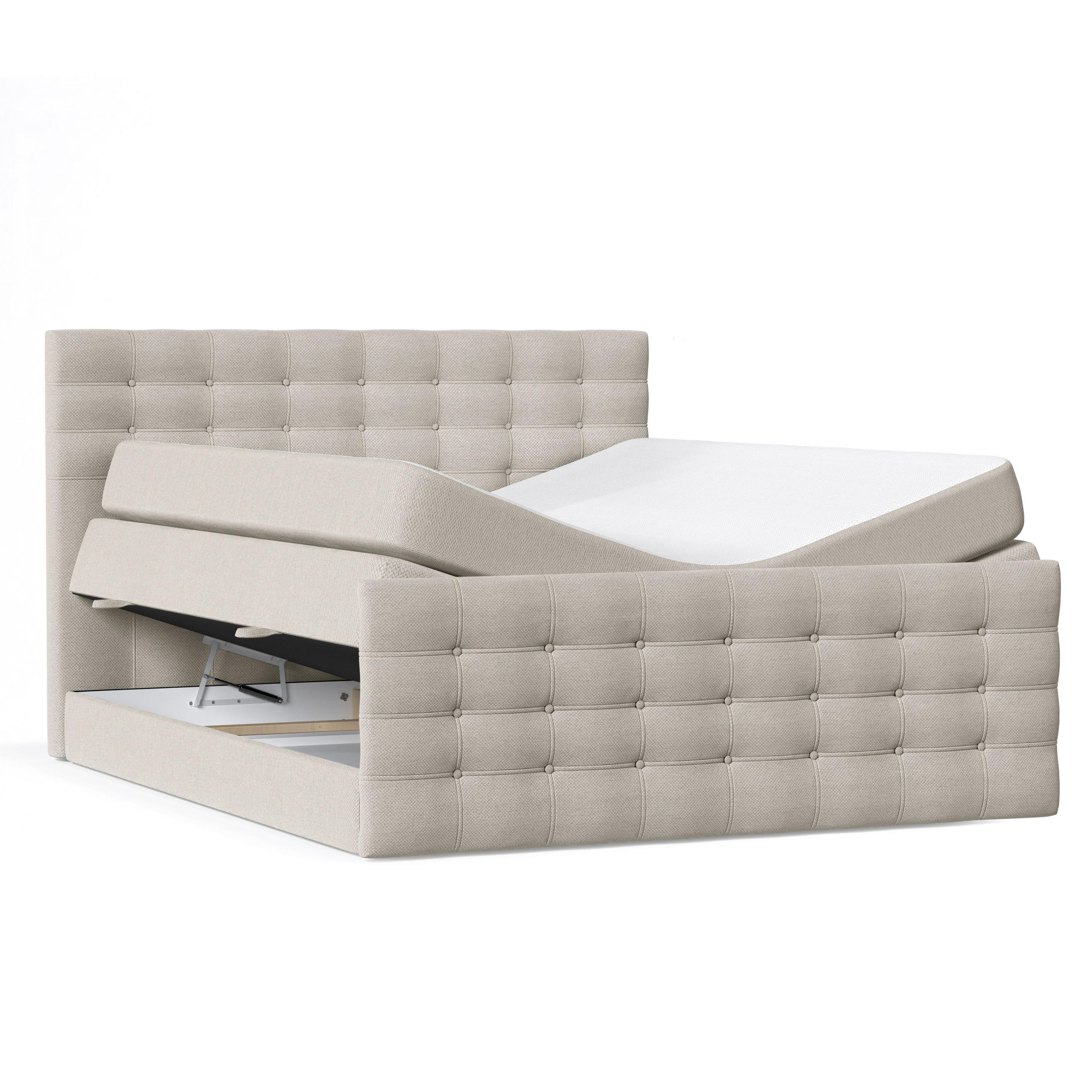 BOXSPRINGBETT Blend Beige 160/200 cm mit Matratze - Beige/Schwarz, Holz/Holzwerkstoff (160/200cm) - Maison de Reve