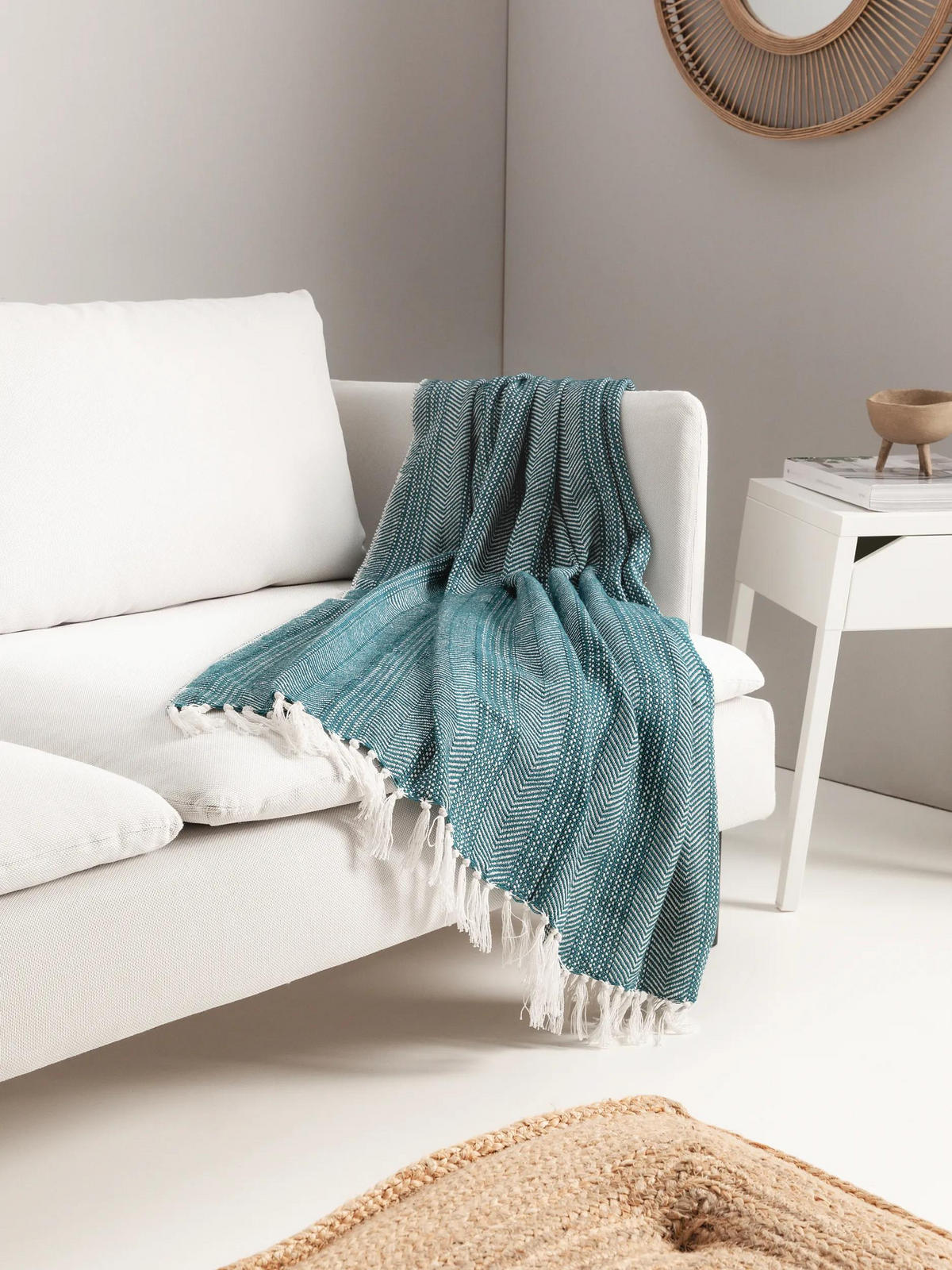 BAUMWOLLDECKE Alisea Blau 125x150 cm - Blau, Textil (125/150cm) - benuta Nest