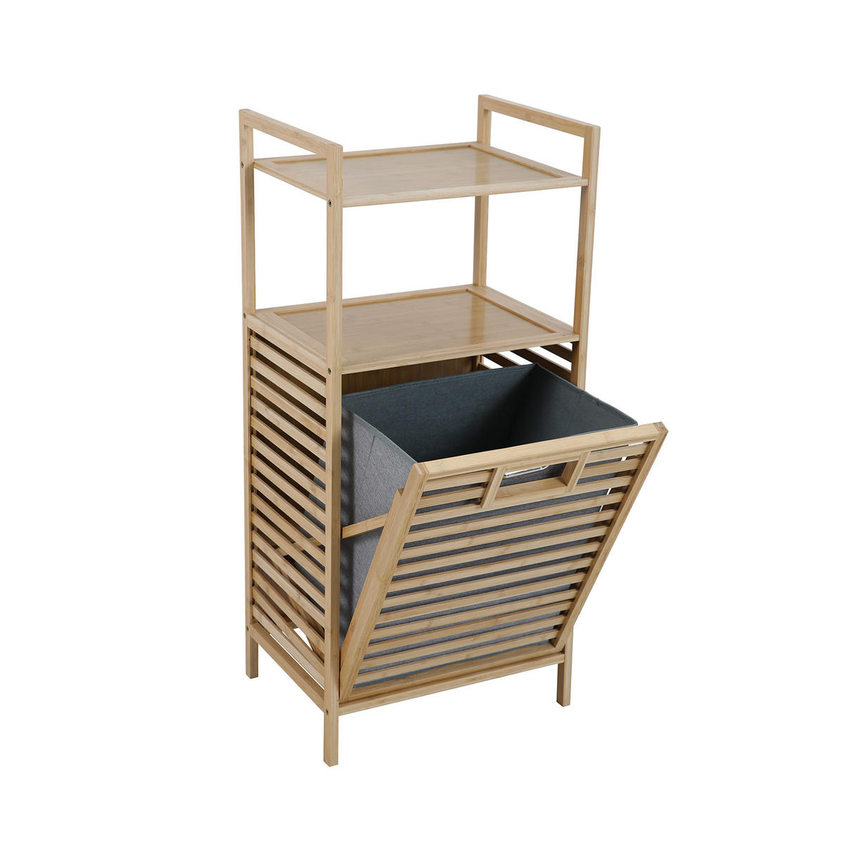 BADREGAL Puvi mit Wäschekorb - Hellbraun, Holz (44/96/33cm) - SVITA