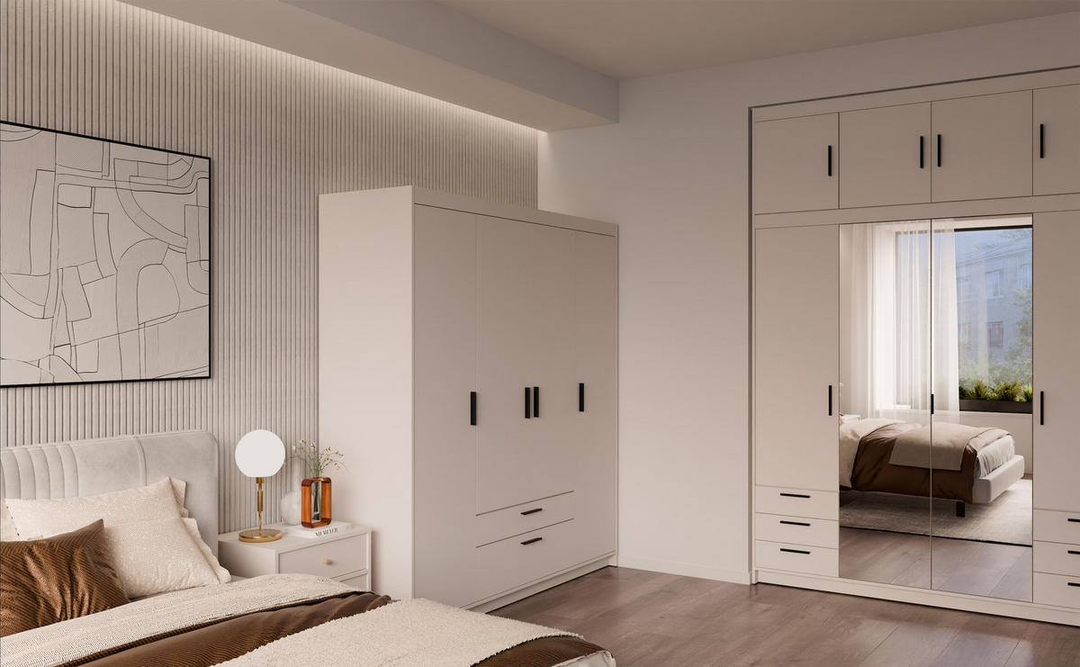 KLEIDERSCHRANK Storicos Beige 176,3/190,5/53 cm - 4T2S Modern mit Schubladen - Beige, Holzwerkstoff/Kunststoff (176.3/190.5/53cm) - AX Living