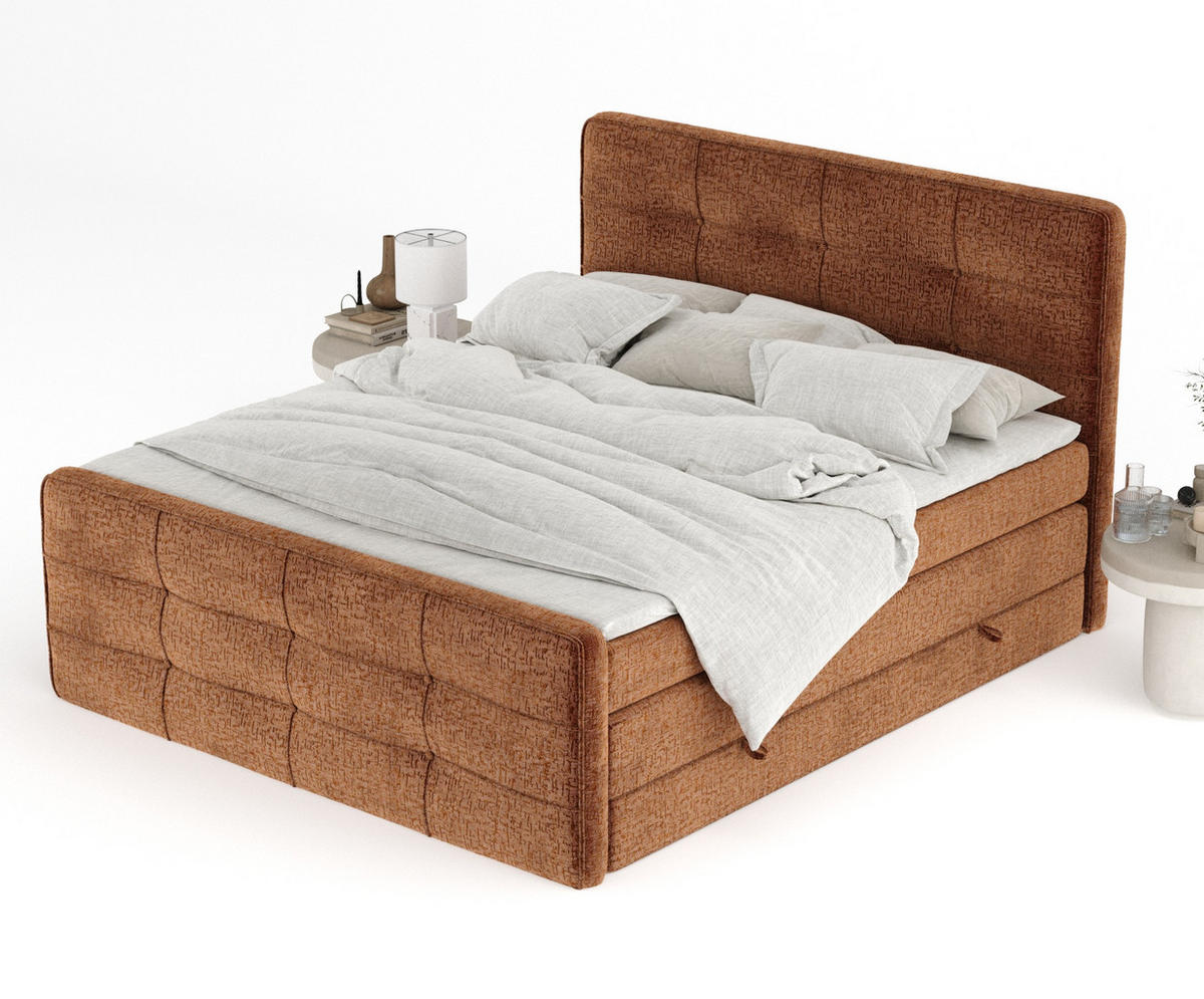 BOXSPRINGBETT Semplice Kupferfarbe 140/200 cm - Schwarz/Kupferfarben, Holz/Holzwerkstoff (140/200cm) - Maison de Reve