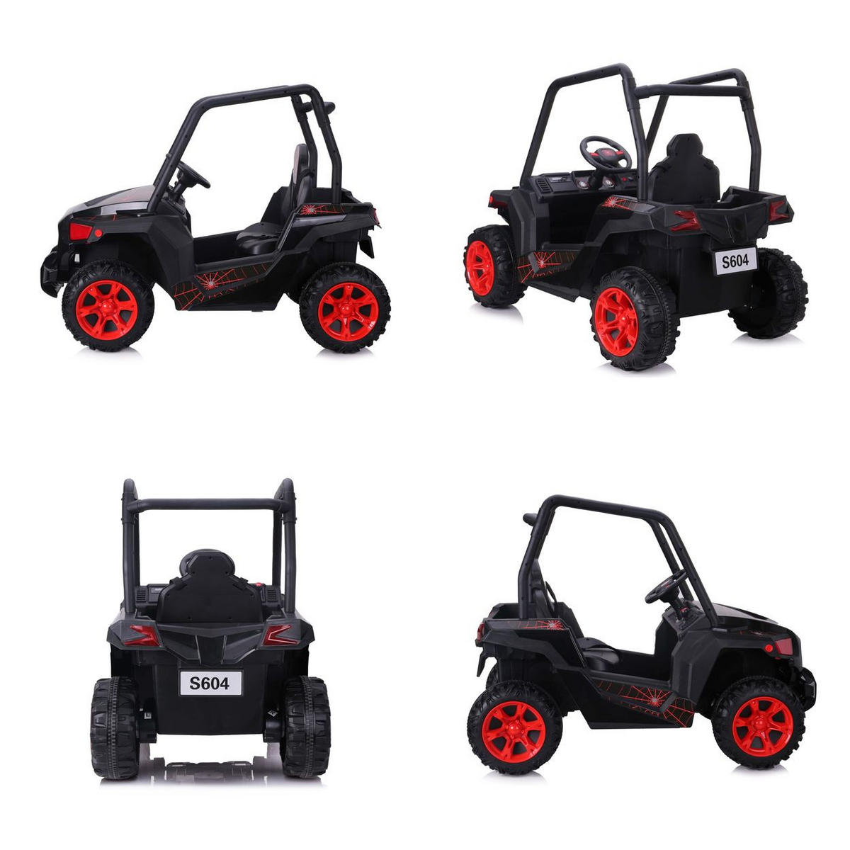 KINDERELEKTROAUTO Spider SUV schwarz Radio, Fernbedienung, Stoßdämpfer, Gurt - Schwarz, Kunststoff (118/69/86cm) - Chipolino