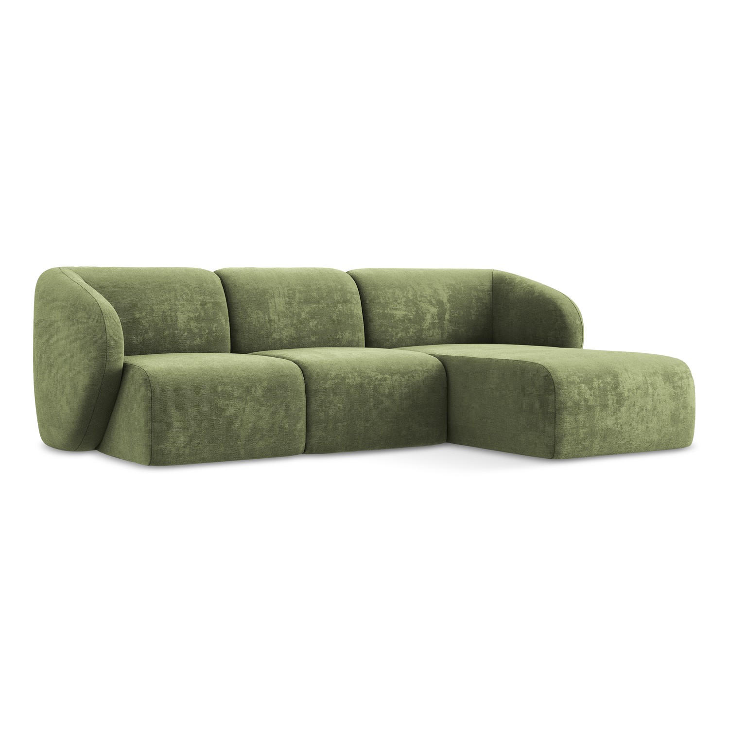 ECKSOFA Rechts Chenille Stoff Grün - Schwarz/Grün, Holzwerkstoff/Kunststoff (248/166cm) - LaMiaSofa