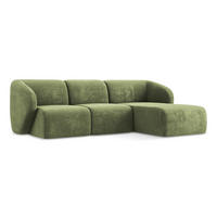 ECKSOFA Rechts Chenille Stoff Grün - Schwarz/Grün, Holzwerkstoff/Kunststoff (248/166cm) - LaMiaSofa