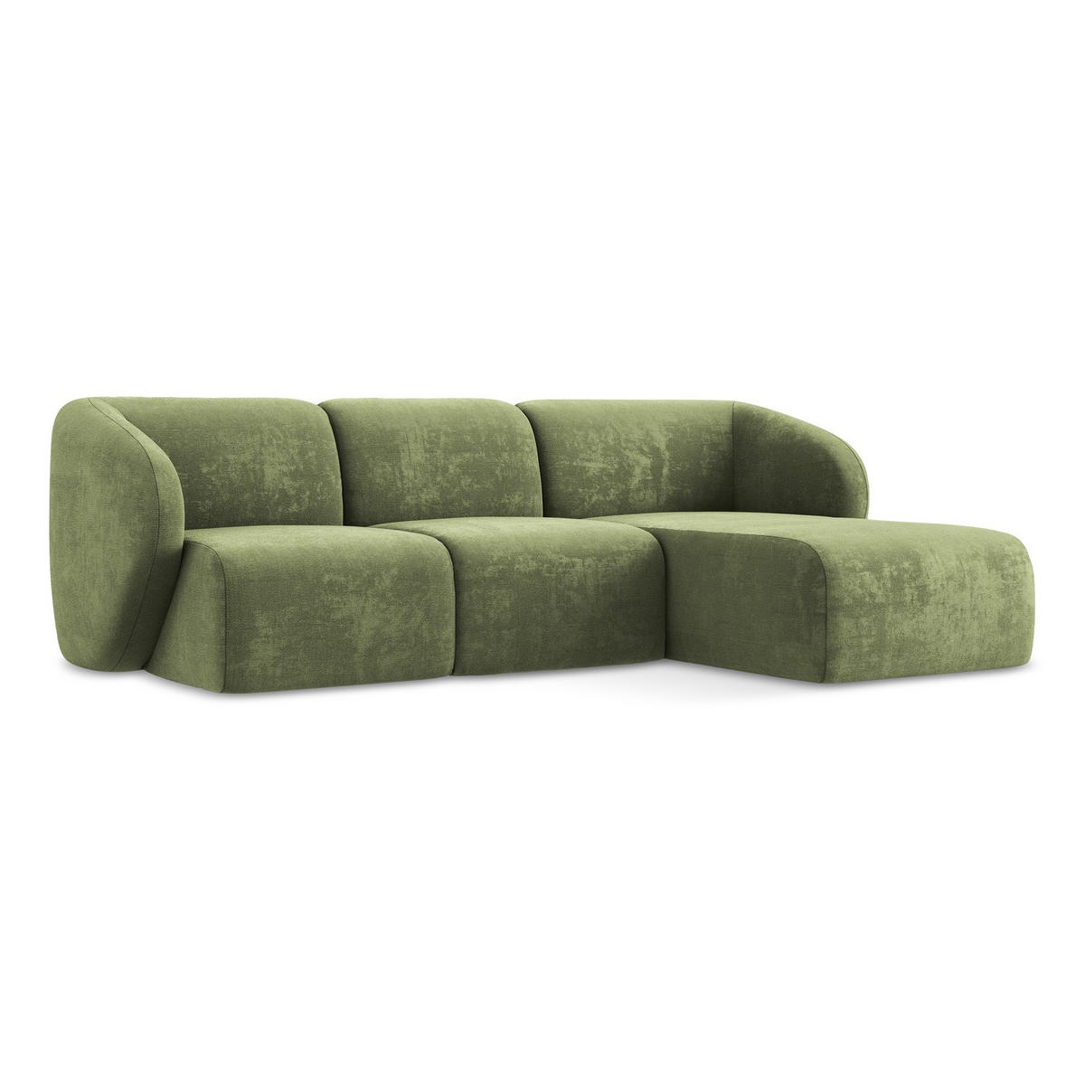 ECKSOFA Rechts Chenille Stoff Grün - Schwarz/Grün, Holzwerkstoff/Kunststoff (248/166cm) - LaMiaSofa