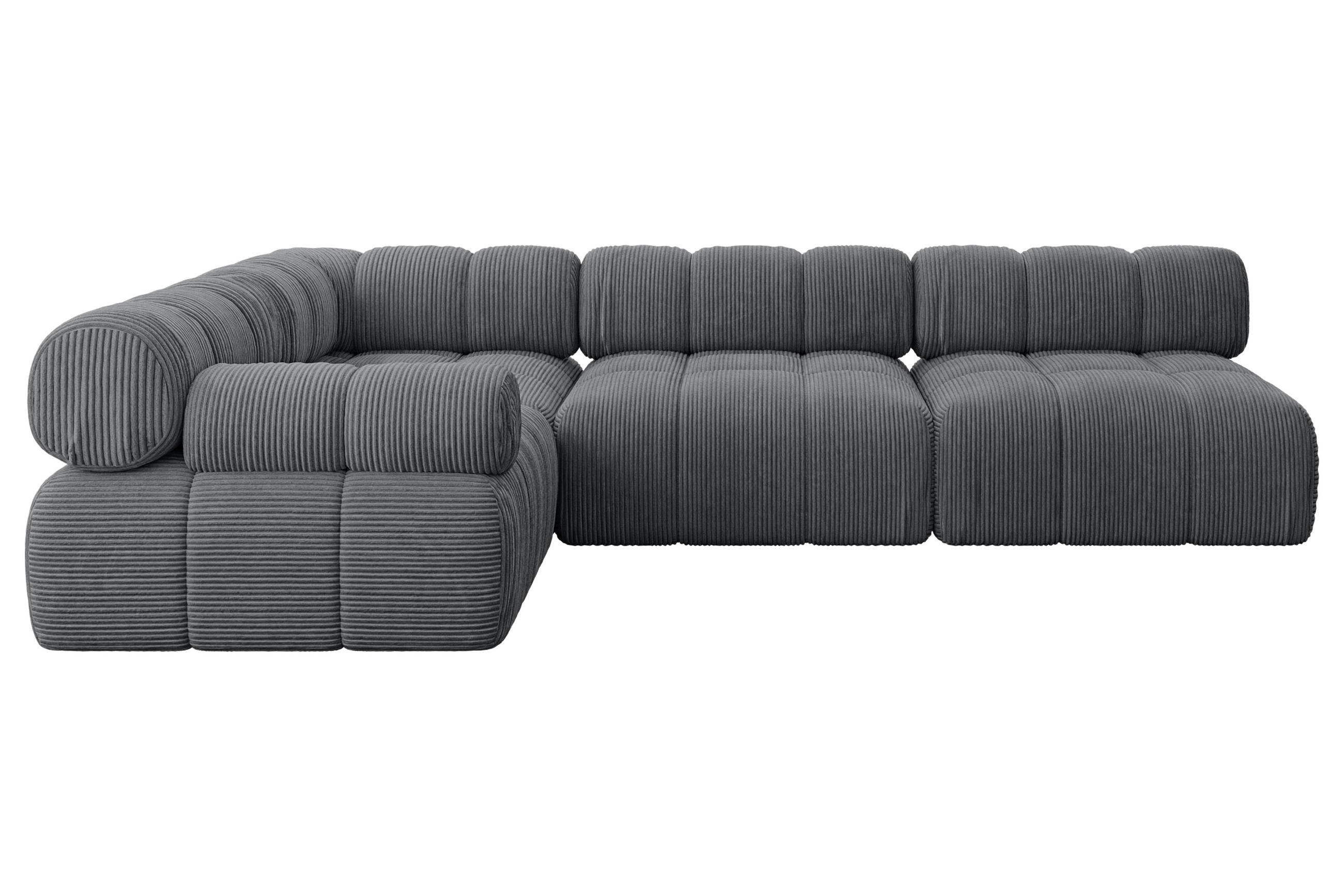 ECKSOFA modulares Sofa Mende-L2 - 285x190x70 cm Dunkelgrau Cord - Dunkelgrau, Holzwerkstoff/Textil (285/190cm) - ALTDECOR