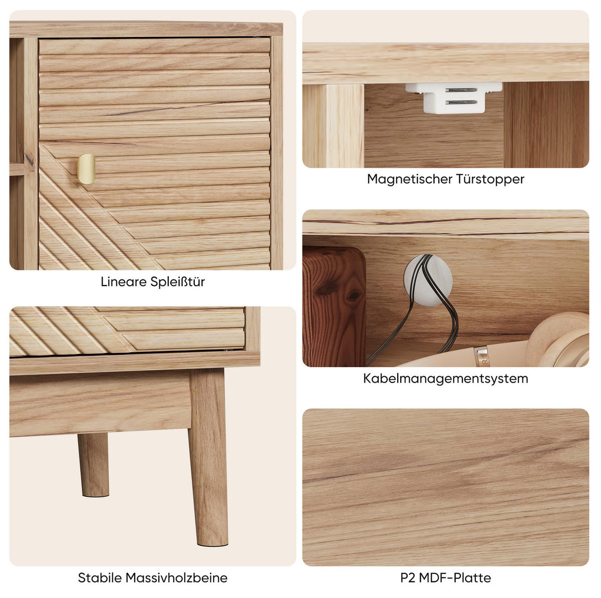 TV-SCHRANK aus MDF 110x40x48 cm Eichefarben mit Kabelmanagement, Soft-Close-Scharnieren und viel Stauraum - Braun, Holzwerkstoff (110/48/40cm) - Modfu