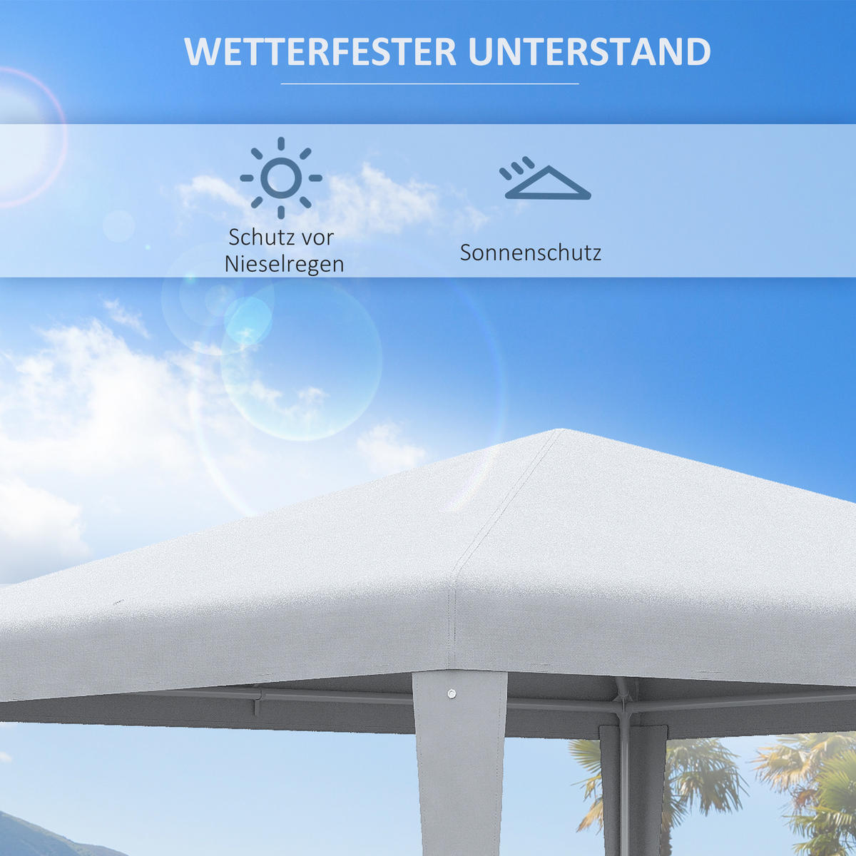 GARTENPAVILLON PE-Plane Stahl Weiß - Weiß, Kunststoff/Metall (270/254/270cm) - Outsunny