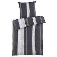 SEERSUCKER-BETTWÄSCHE 135x200 Streifen Sommer Bettbezug Bügelfrei aus 100% Polyester, Bettbezüge Schwarz Silber gestreift - Silberfarben, Textil (135/200cm) - Carpe Sonno