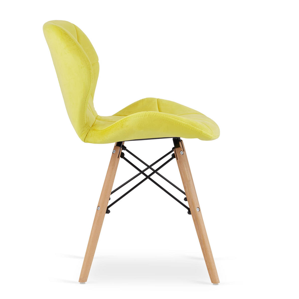 STUHL AMATRICE 2-er Set, Gelb, mit Samtstoff gepolstert - Gelb, Holz/Textil (48/74/53cm) - Komodee