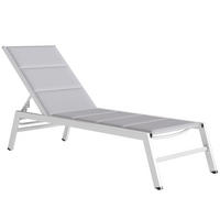 SONNENLIEGE Aluminium Hellgrau - Hellgrau/Weiß, Textil/Metall (64/90/181cm) - Outsunny
