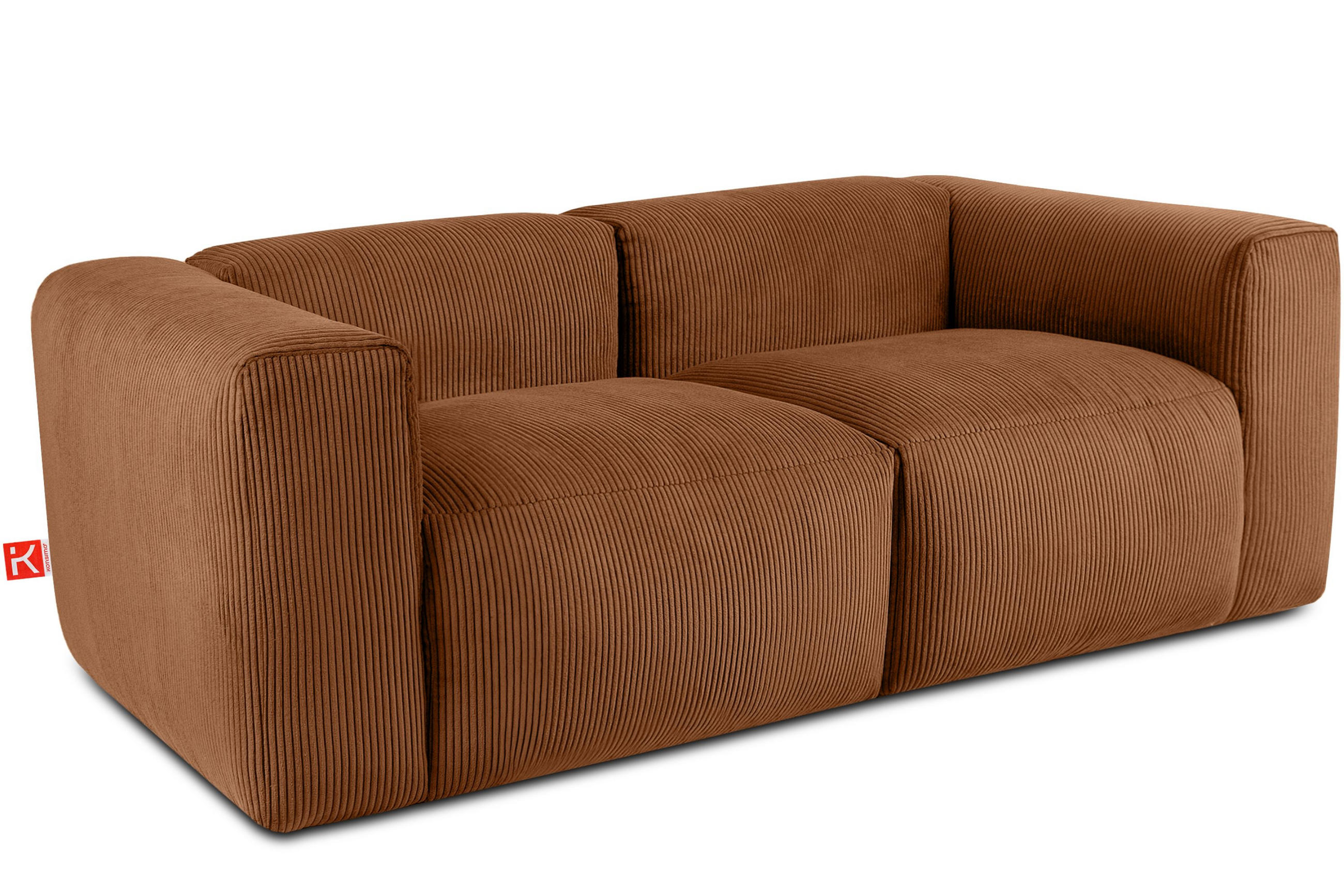 2-SITZER-MODULSOFA BUFFO mit extrem weicher und bequemer Sitzfläche, Kordstoff, ore - Orange, Textil (210/73/96cm) - KONSIMO®