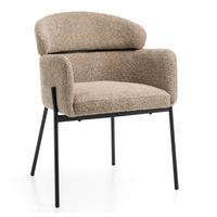STUHL BOLZANO gepolsterter mit Steppung - dunkelbeige - Boucle - Beige/Schwarz, Textil/Metall (62/80/61cm) - NEW HOME