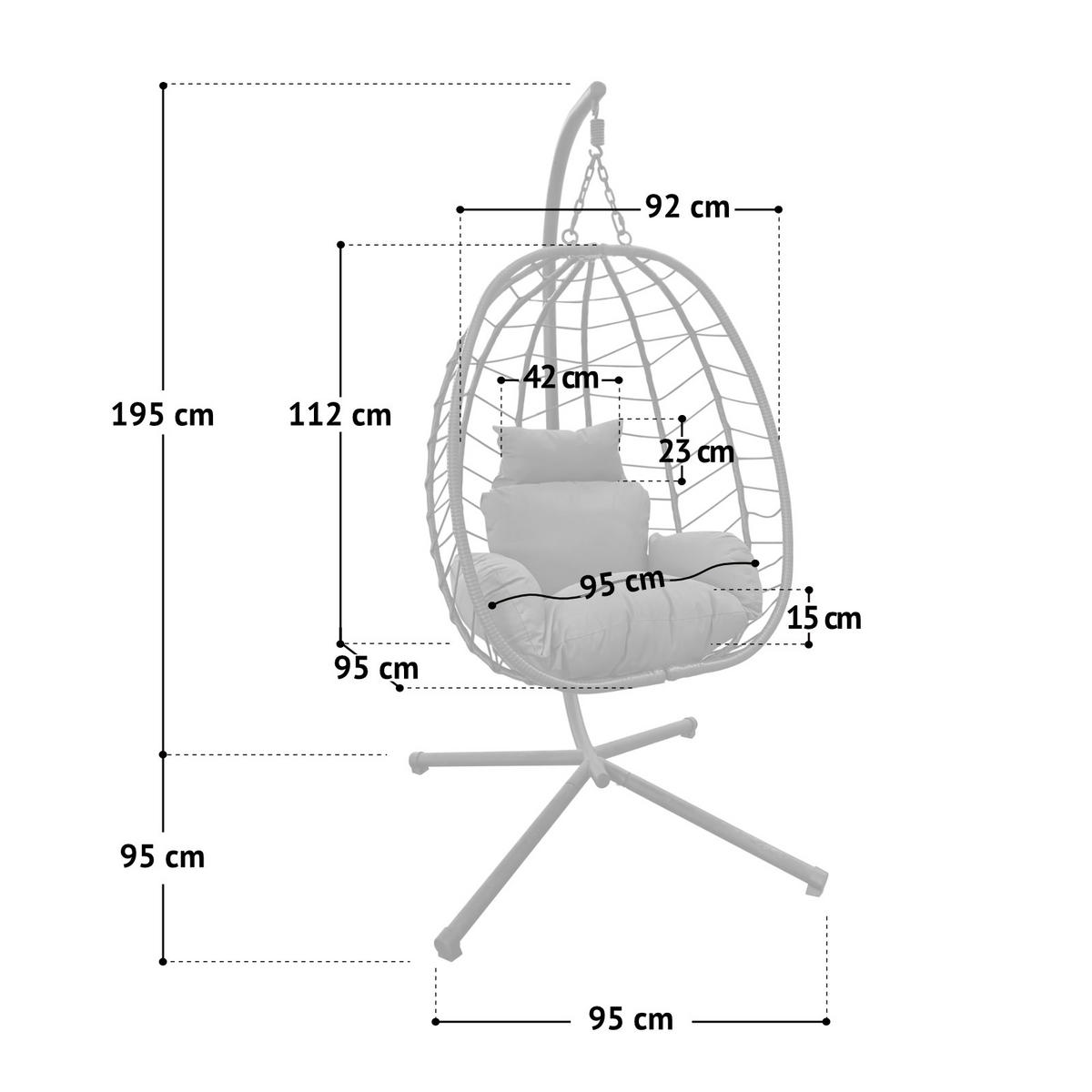 HÄNGESESSEL SHELLY Grau - Grau, Kunststoff (95/195/95cm) - SVITA