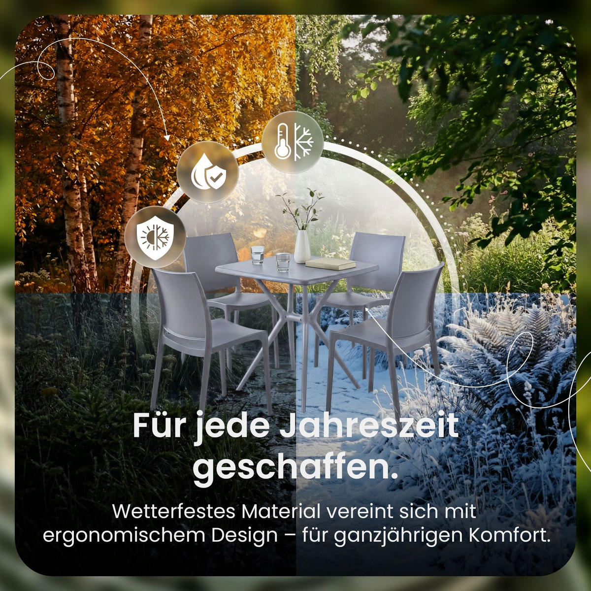 GARTENSITZGRUPPE 4 Kunststoff Grau - Grau, Kunststoff - CLP