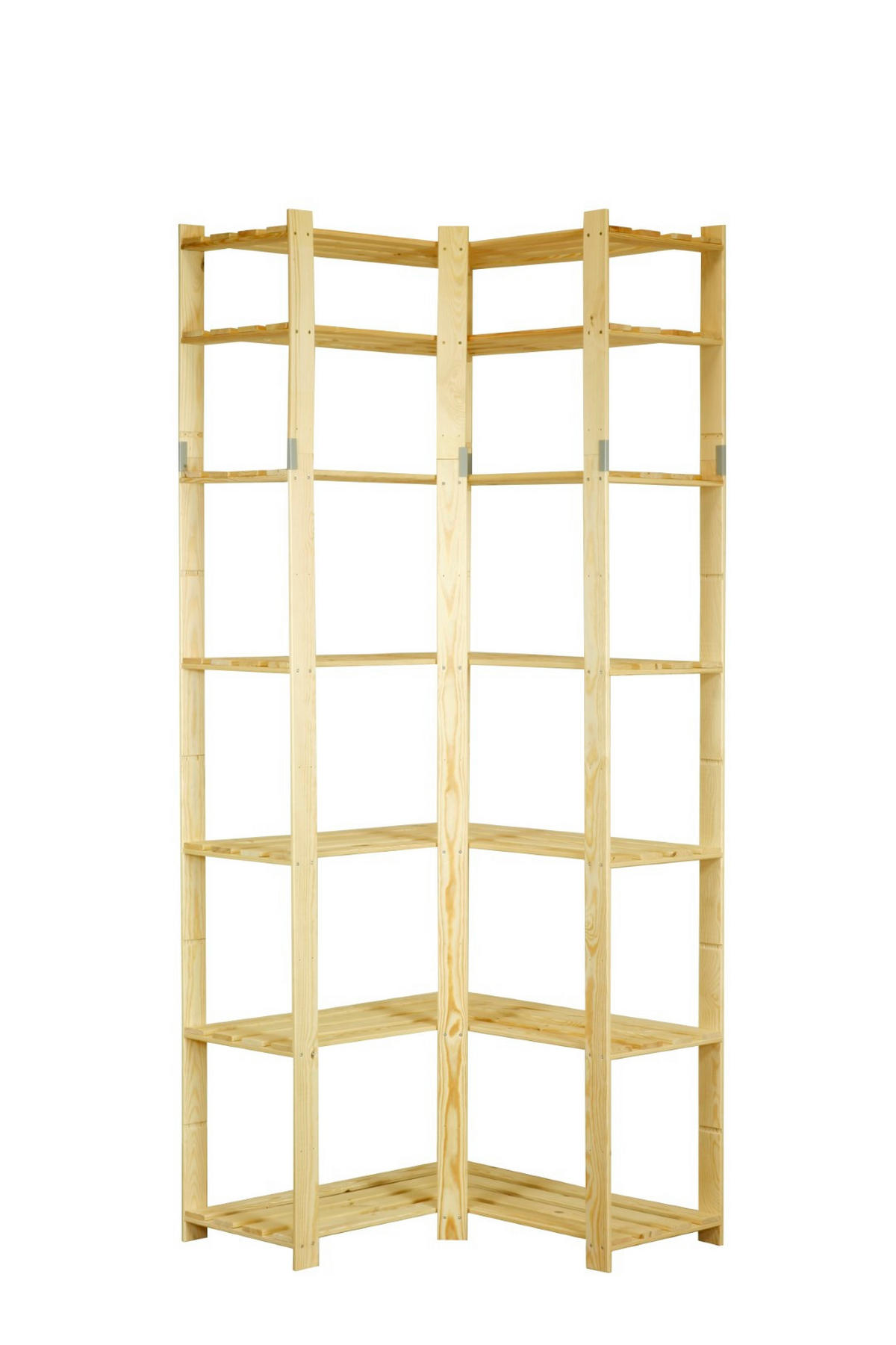 ECKREGAL PINEPEAK 220x85x38cm 7 Fachboden 1,2cm dickes Kiefernholz Natur - Naturfarben, Holz (85/220/38cm) - PROREGAL