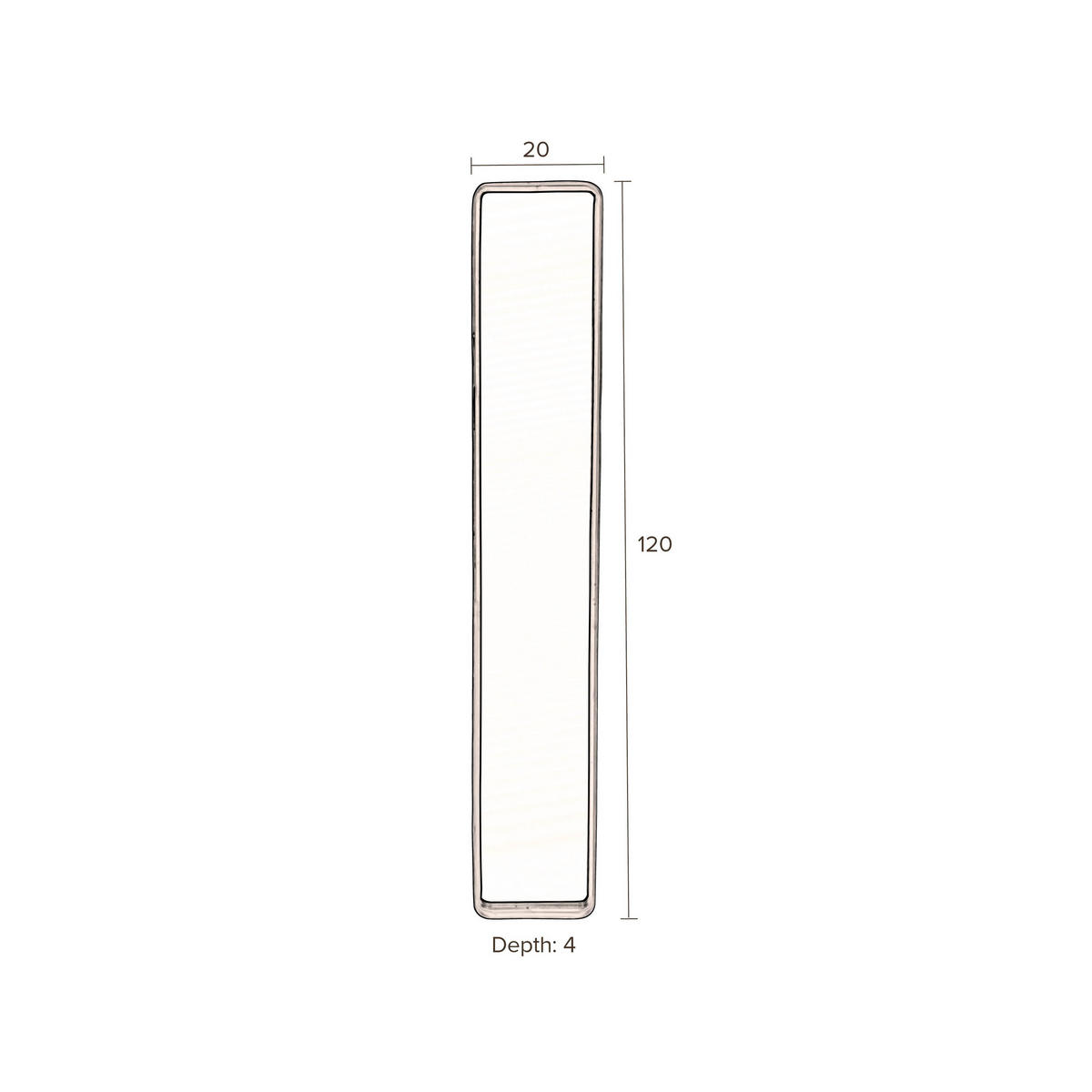 WANDSPIEGEL Blackbeam Rechteckig 20x120 cm Schwarz - Schwarz, Metall (20/120/4cm) - Dutchbone