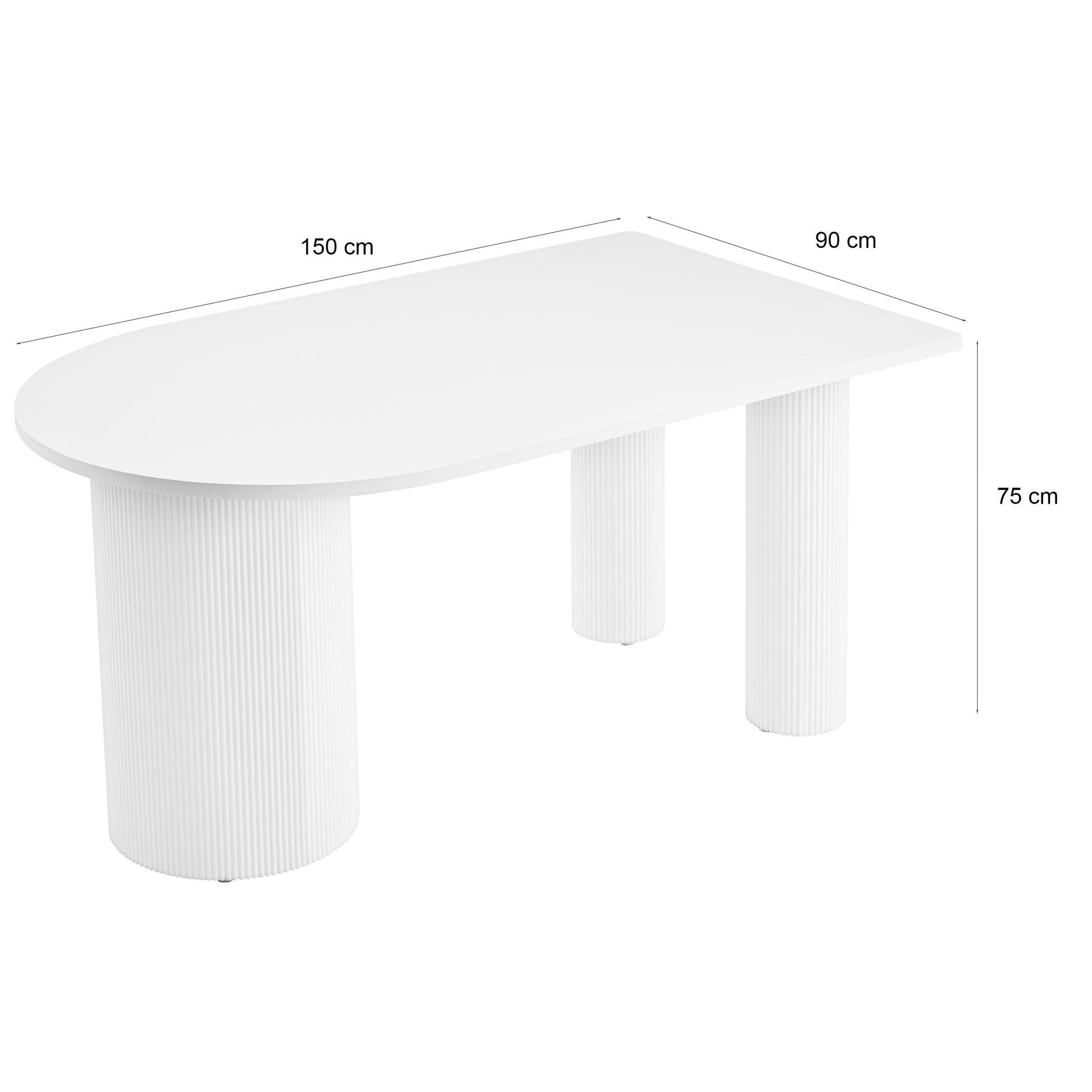 ESSTISCH Dicalize rechteckig, Weiß, 150 × 90 cm - Schwarz, Holzwerkstoff/Metall (90/150/75cm) - Selsey